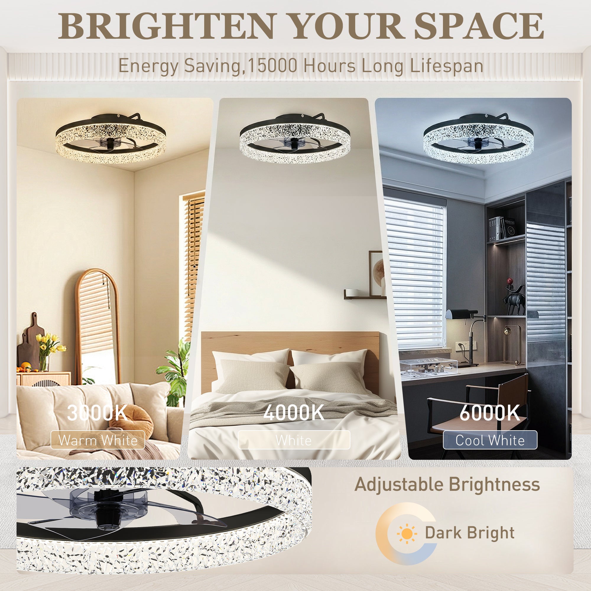 Ceiling Fans with Lights and Remote & App Control, 50 cm Modern LED Ceiling Fan Light with 3 Colour Temperatures, 6 Speed, Timer, Dimmable, Quiet Reversible DC Motor, for Bedroom, Study, Black