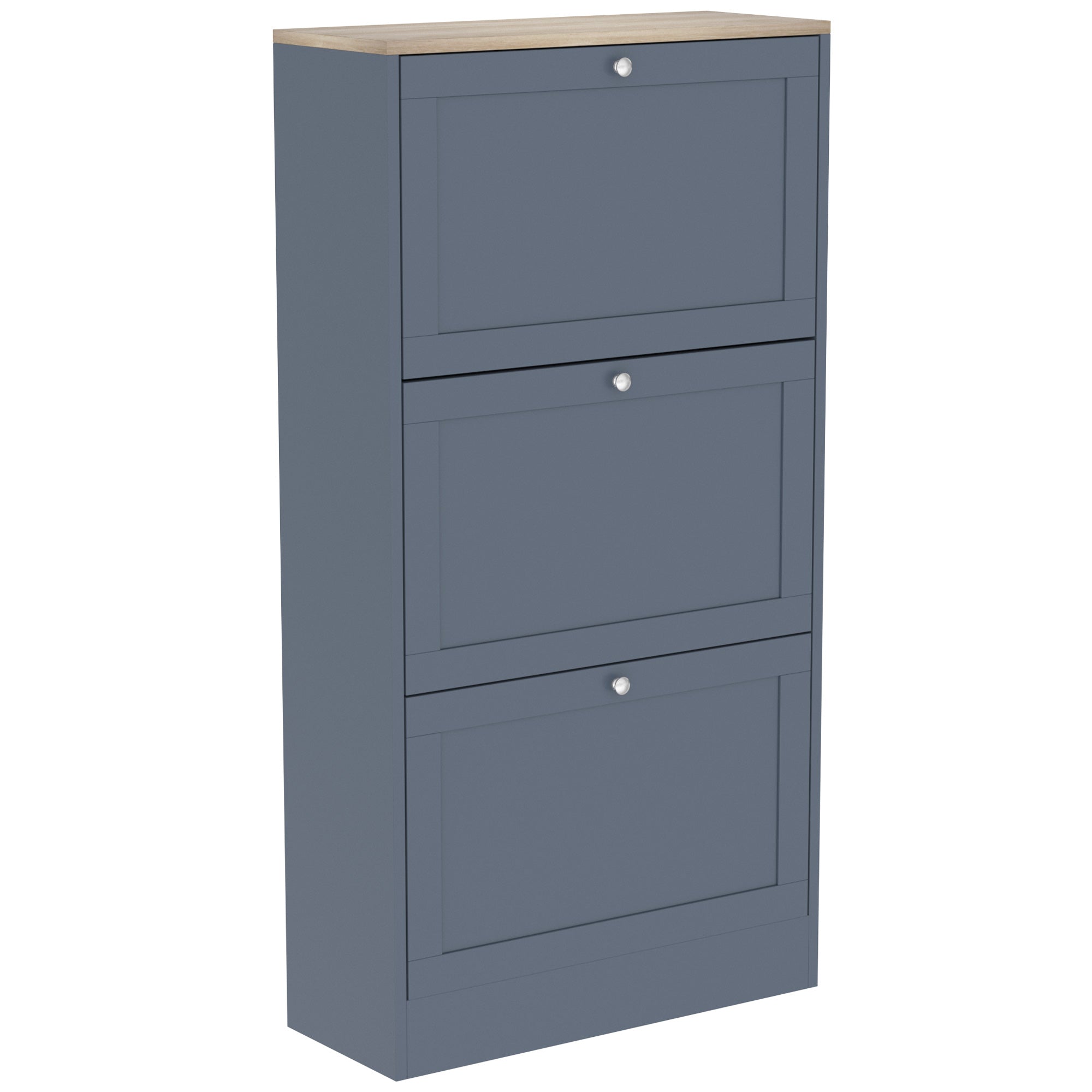 Modern Shoe Storage Cabinet with 3 Flip Drawers, Wooden Freestanding Shoe Cabinet with Adjustable Shelves, 12-18 Pairs, for Entryway, Hallway, Blue