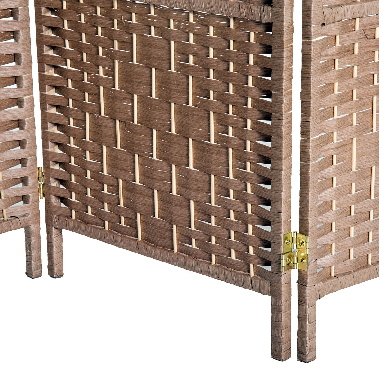 HOMCOM 3 Panels Room Divider, 6 Ft Tall Indoor Portable Folding Privacy Screens, Hand-Woven Double Hinged Freestanding Partition Wall Divider for Home Office, Natural