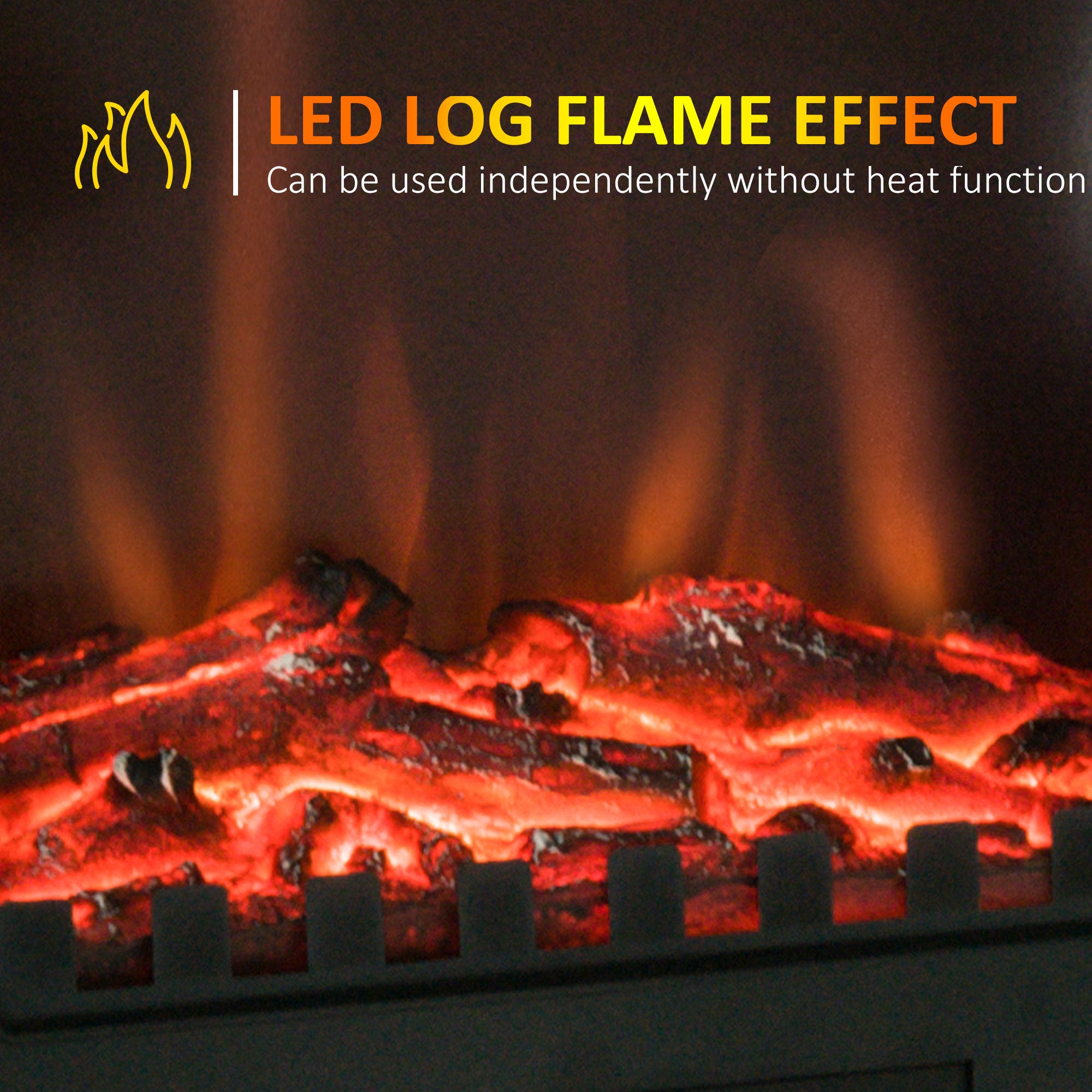 Freestanding Electric Fireplace, Electric Stove Heater with LED Flame Effect, Overheating Safety System, 1000W/2000W Black