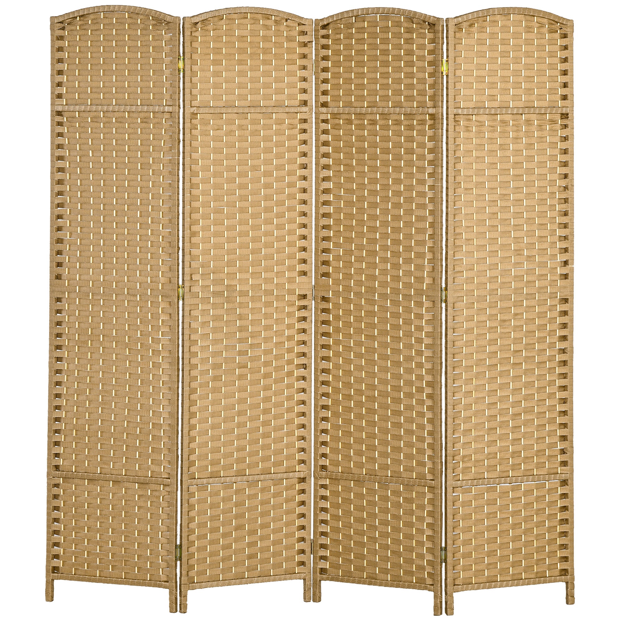 Folding Room Divider Screen 4 Panel 5.6 ' Tall Privacy Screen Freestanding Room Partition for Home Office, Nature Wood