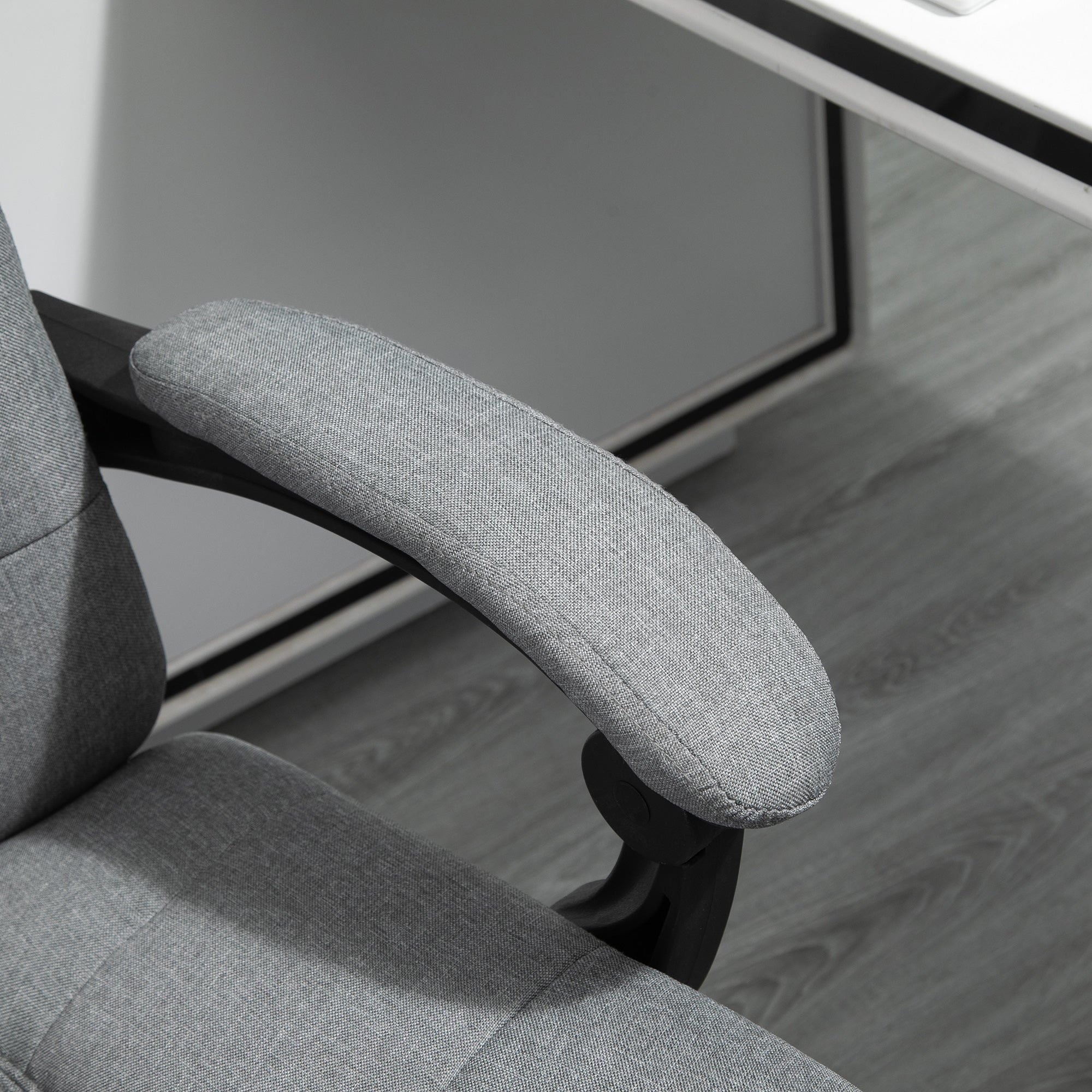 Vinsetto Office Chair Ergonomic Desk Chair, Computer Chair with Footrest & Head Pillow, 360° Swivel Recliner Chair for Home Office, Light Grey