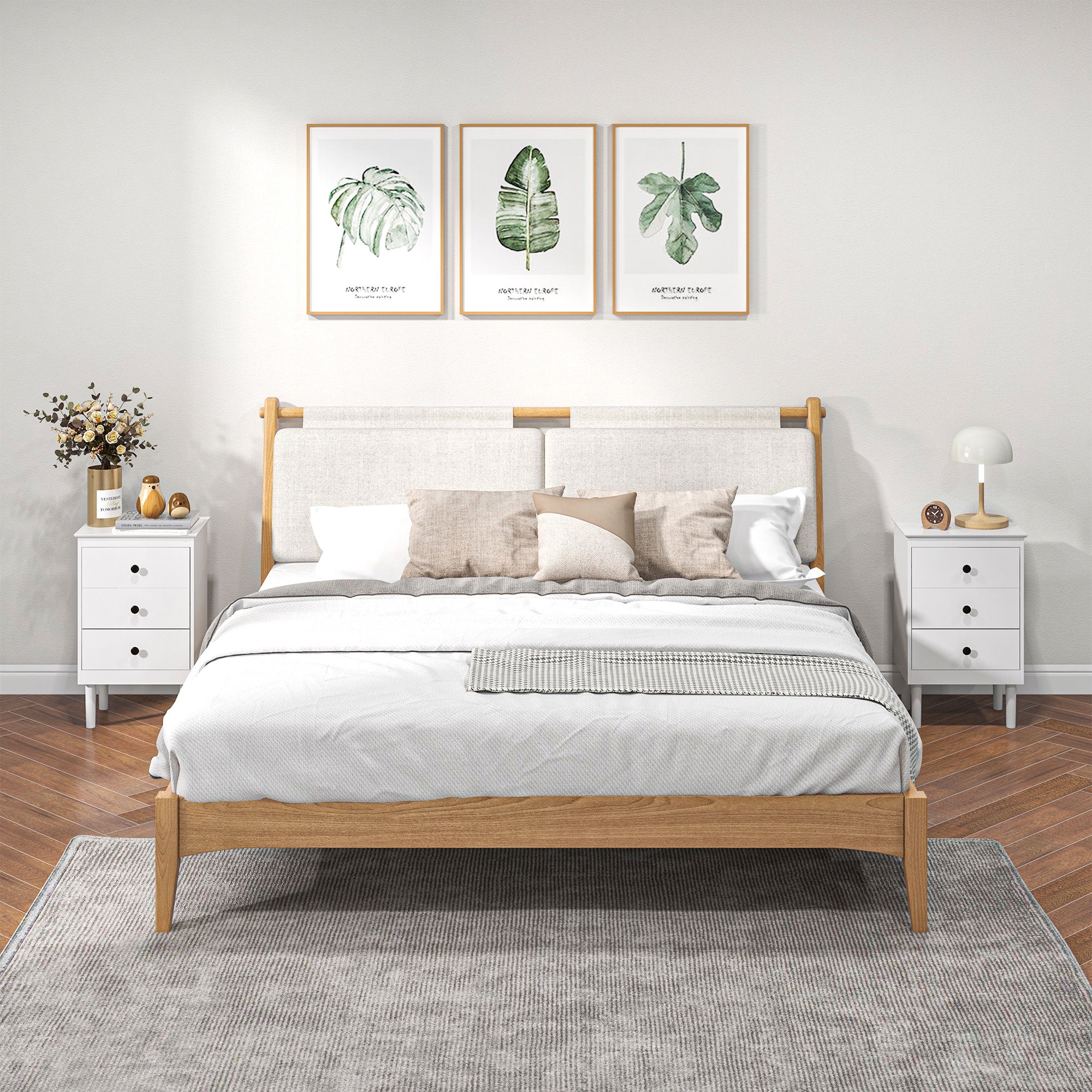 HOMCOM Bedside Table Set of 2, Bedside Cabinet with 3 Drawers, Modern Sofa Side Table, Nightstand for Bedroom, 40x30x64cm, White