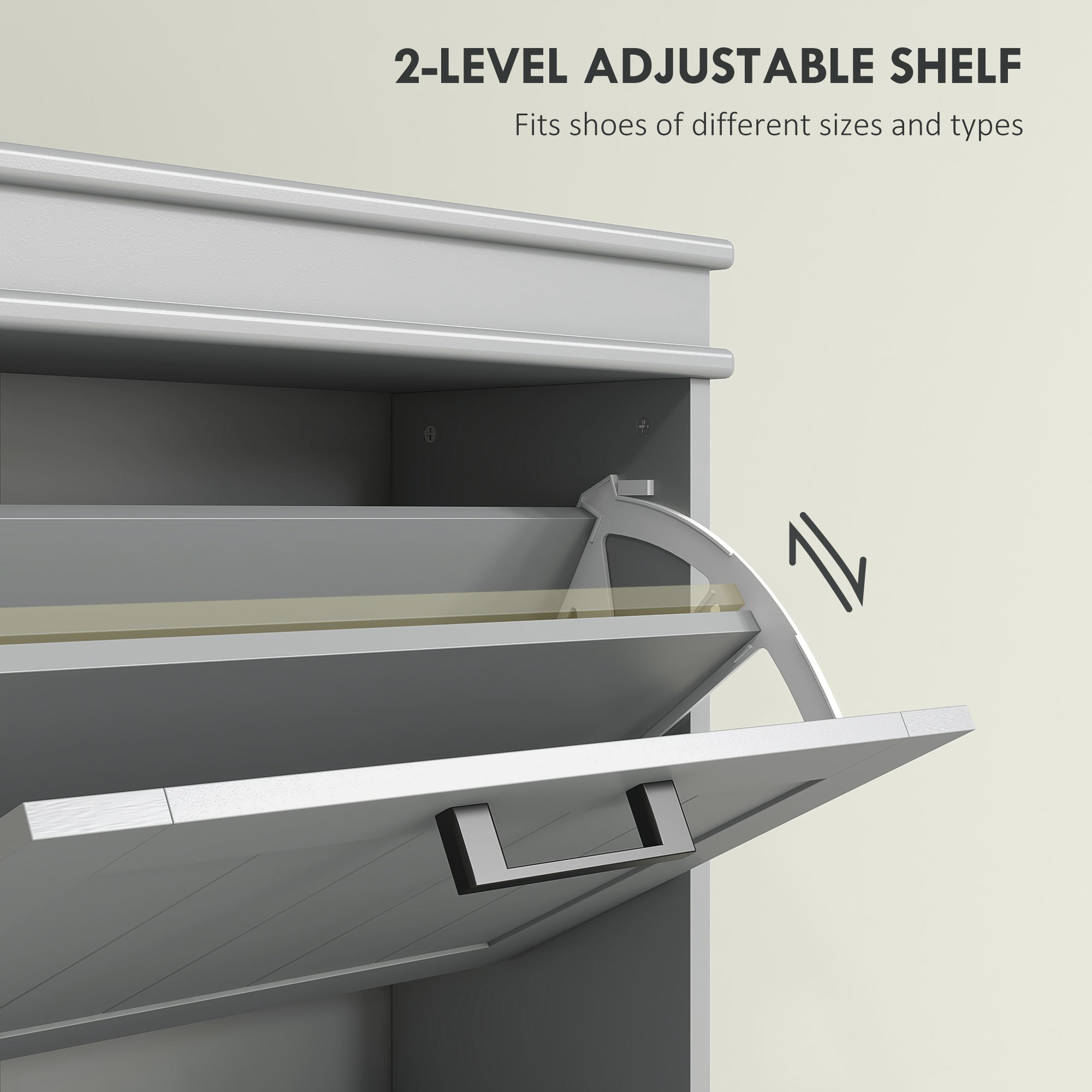 3 Drawers Entryway Shoe Cabinet, Narrow Shoe Storage Cabinet with 3 Flip Drawers and Adjustable Shelves for 15 Pairs of Shoes, Grey