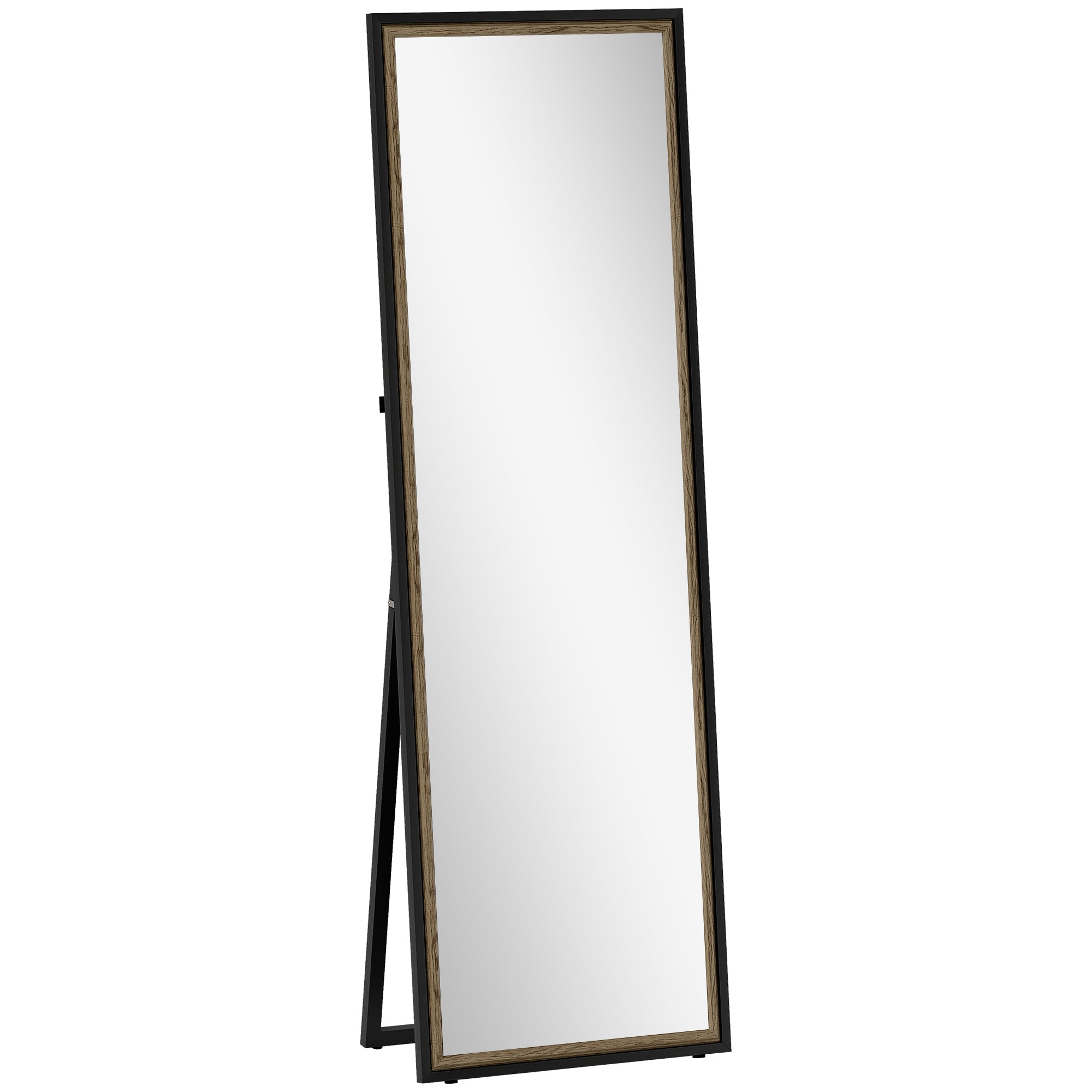 Full Length Mirror, 64" x 21" Rectangle Full Body Mirror with Dual-Tone Frame for Bedroom, Living Room, Floor Standing or Leaning Against Wall, Black