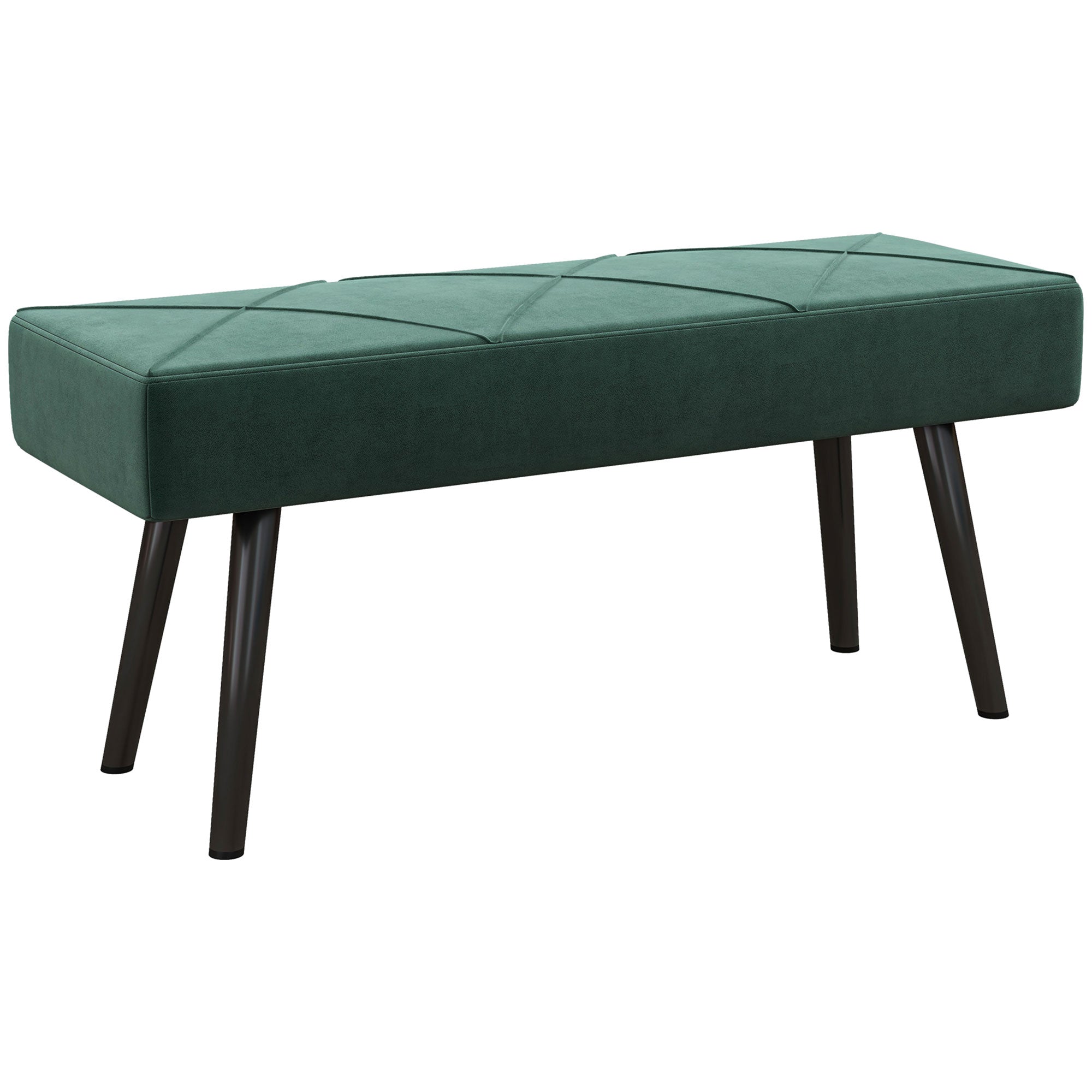 HOMCOM 39" End of Bed Bench, Velvet Upholstered Entryway Bench with Steel Legs, Bedroom Bench for Living Room, Dining Room, Hallway, Green