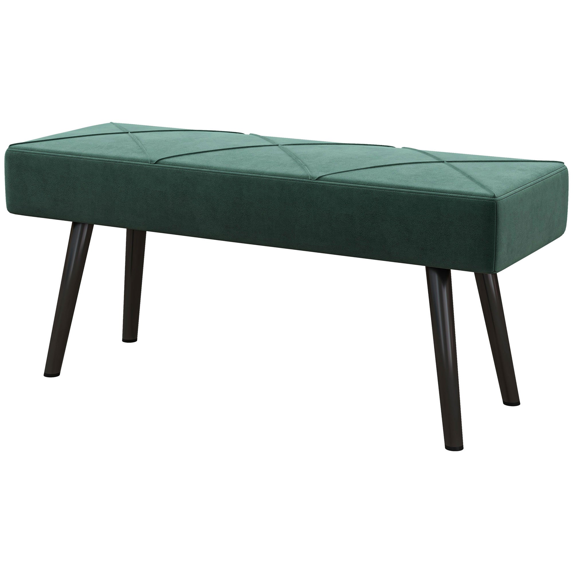 HOMCOM 39" End of Bed Bench, Velvet Upholstered Entryway Bench with Steel Legs, Bedroom Bench for Living Room, Dining Room, Hallway, Green