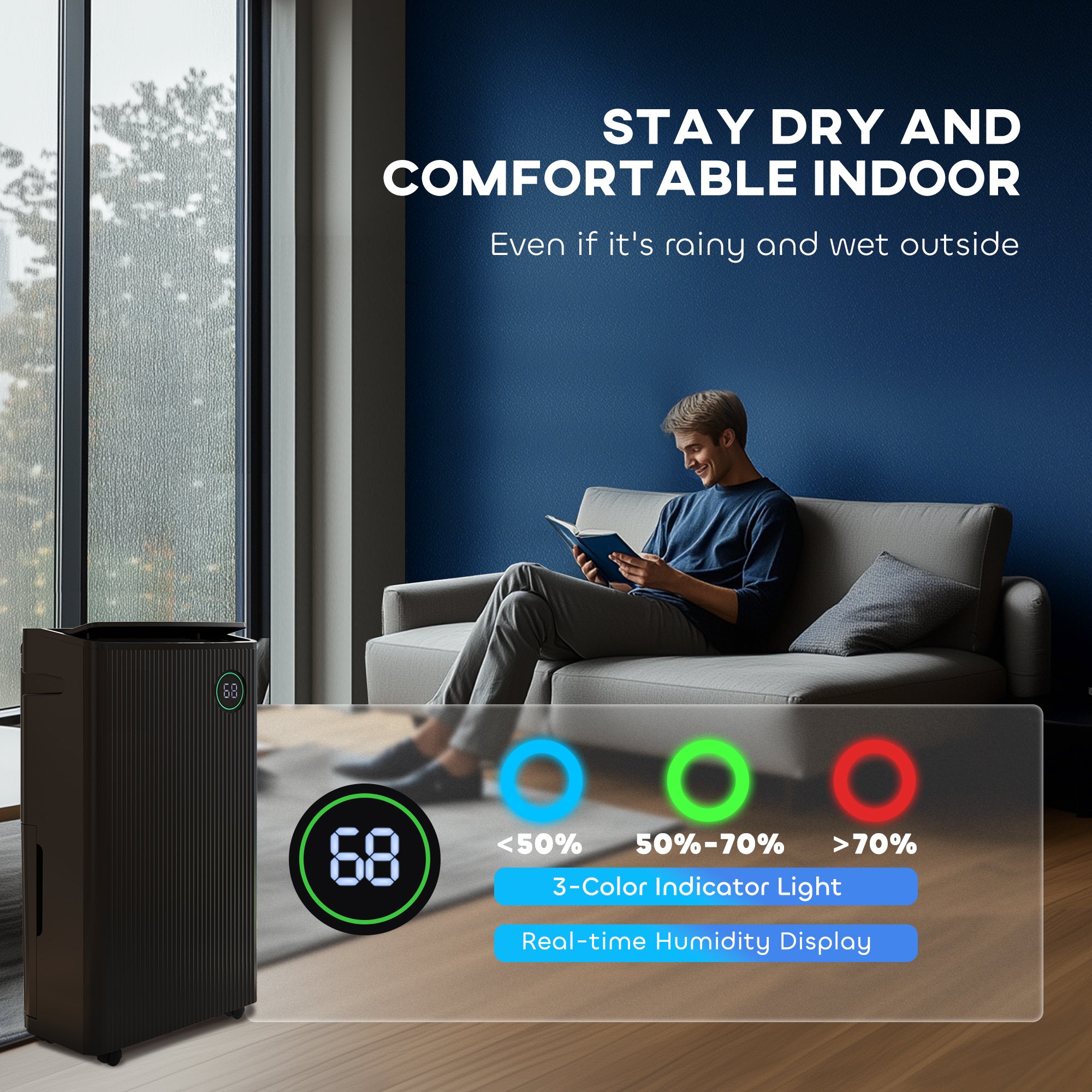 HOMCOM 16L/Day Dehumidifier with Air Purifier and HEPA Filter, UVC, Ioniser, 5.5L Water Tank, 24H Timer, for Home Damp, Condensation, Mould and Laundry Drying, Black