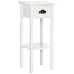 2 Tier Side Table with Drawer and Shelf End Table for Living Room and Hallway White