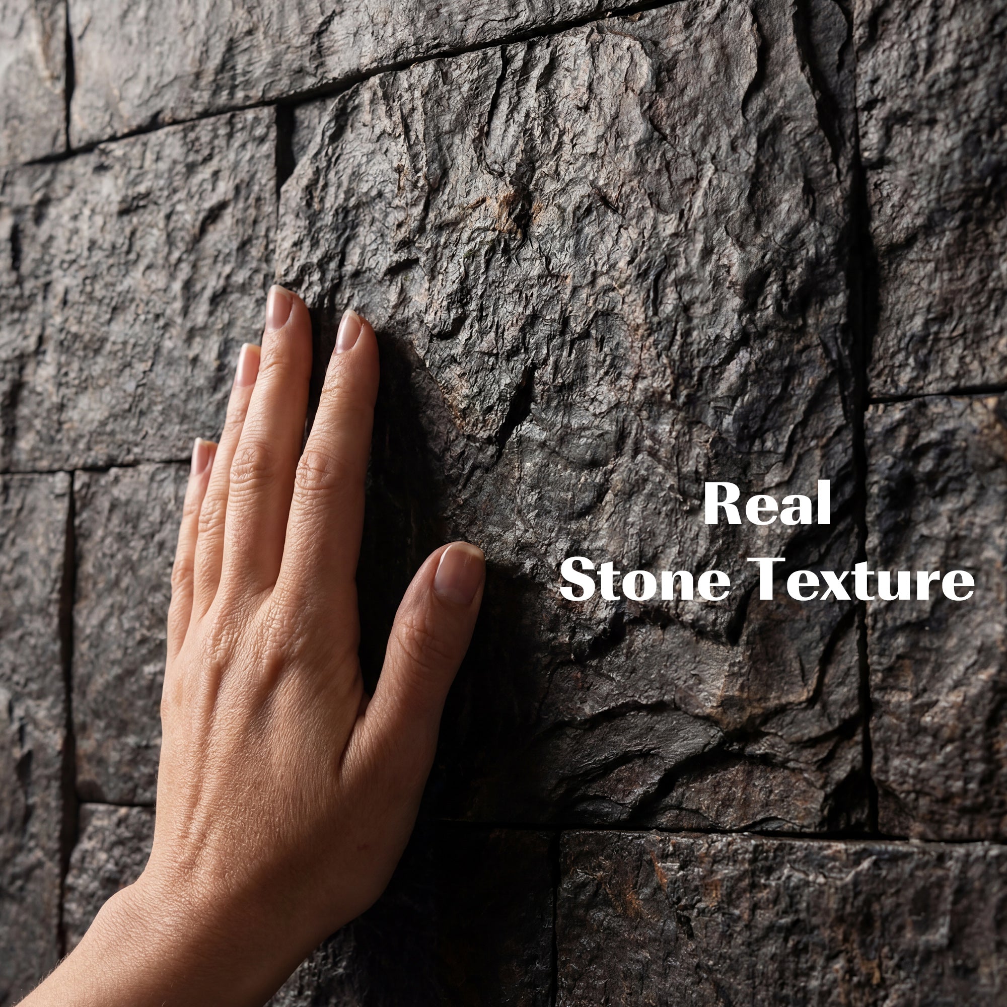 8-Pack 3D Faux Stone Wall Panels, Lightweight Polyurethane Panels for Interior and Exterior Accent Walls, Water-Resistant, 4' x 2', Cover 61.8 Sq.Ft., 1" Thick, Black
