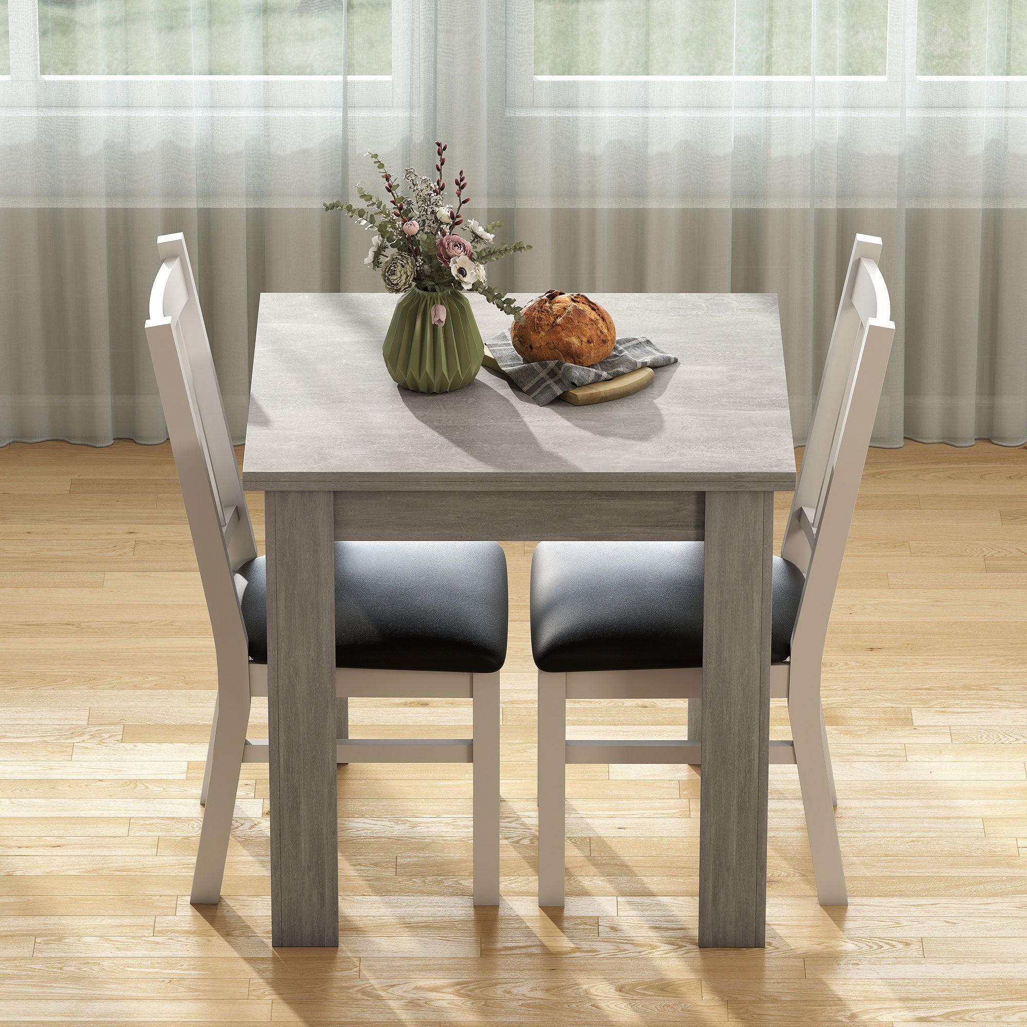 Folding Dining Table for 4-6, Rectangular Extendable Drop Leaf Table for Small Spaces, Dining Room, Kitchen, 140 x 80 x 77.5 cm, Grey