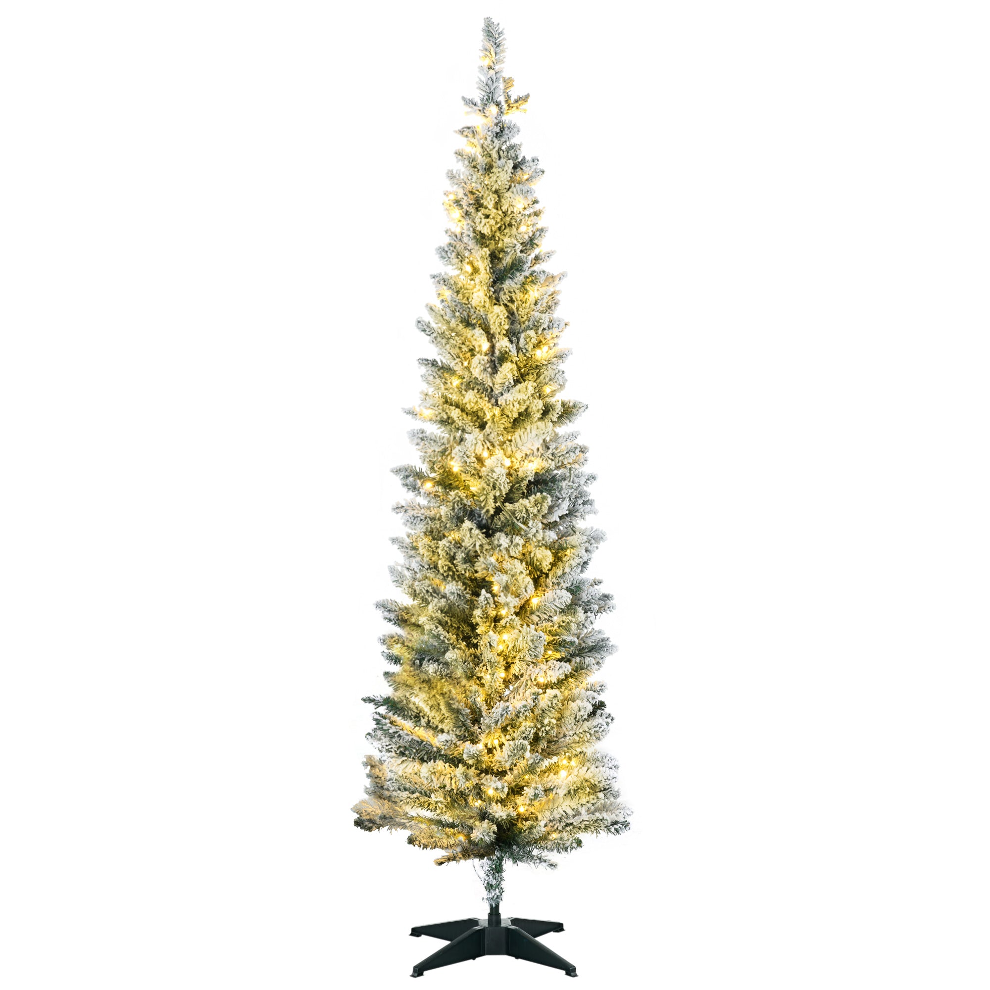 5ft Pencil Christmas Tree Slim Artificial Tree with Realistic Branches & Warm White LED Lights Green