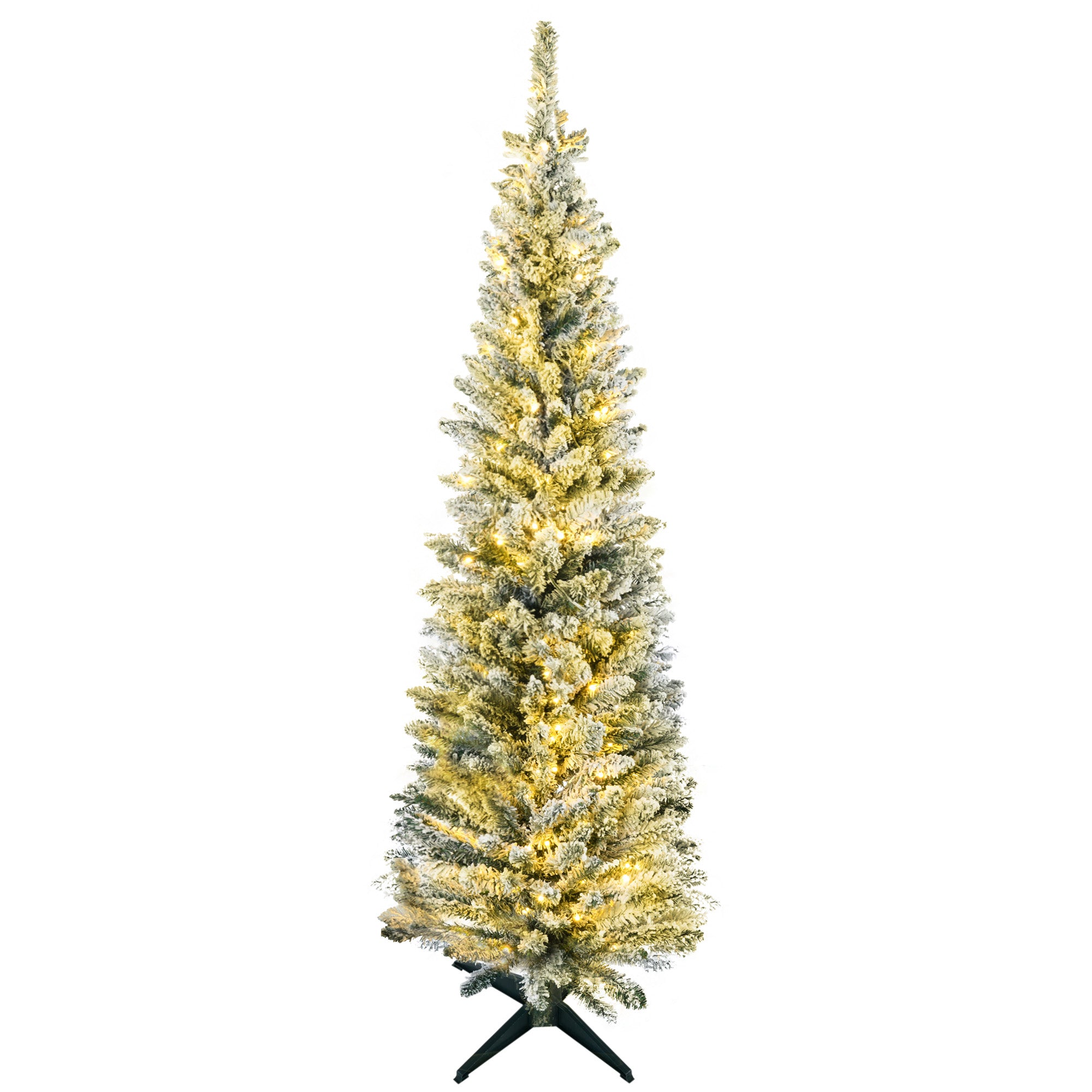 5ft Pencil Christmas Tree Slim Artificial Tree with Realistic Branches & Warm White LED Lights Green