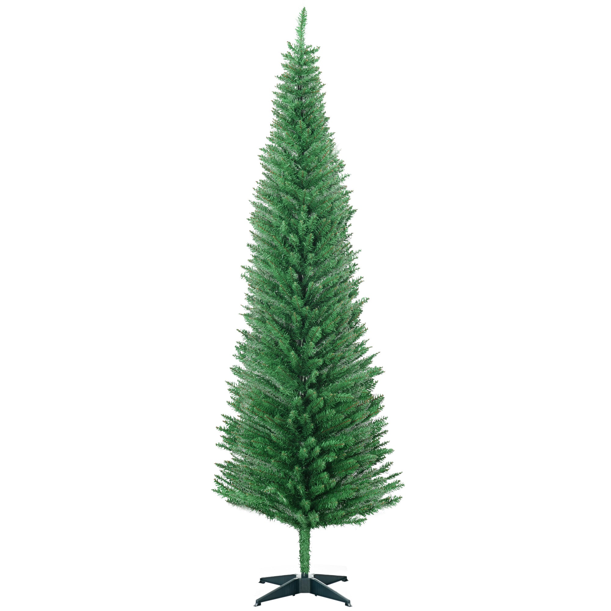 7FT Decorated Christmas Tree Pencil Tree with 499 Realistic Branch Tips and Plastic Stand Light Green