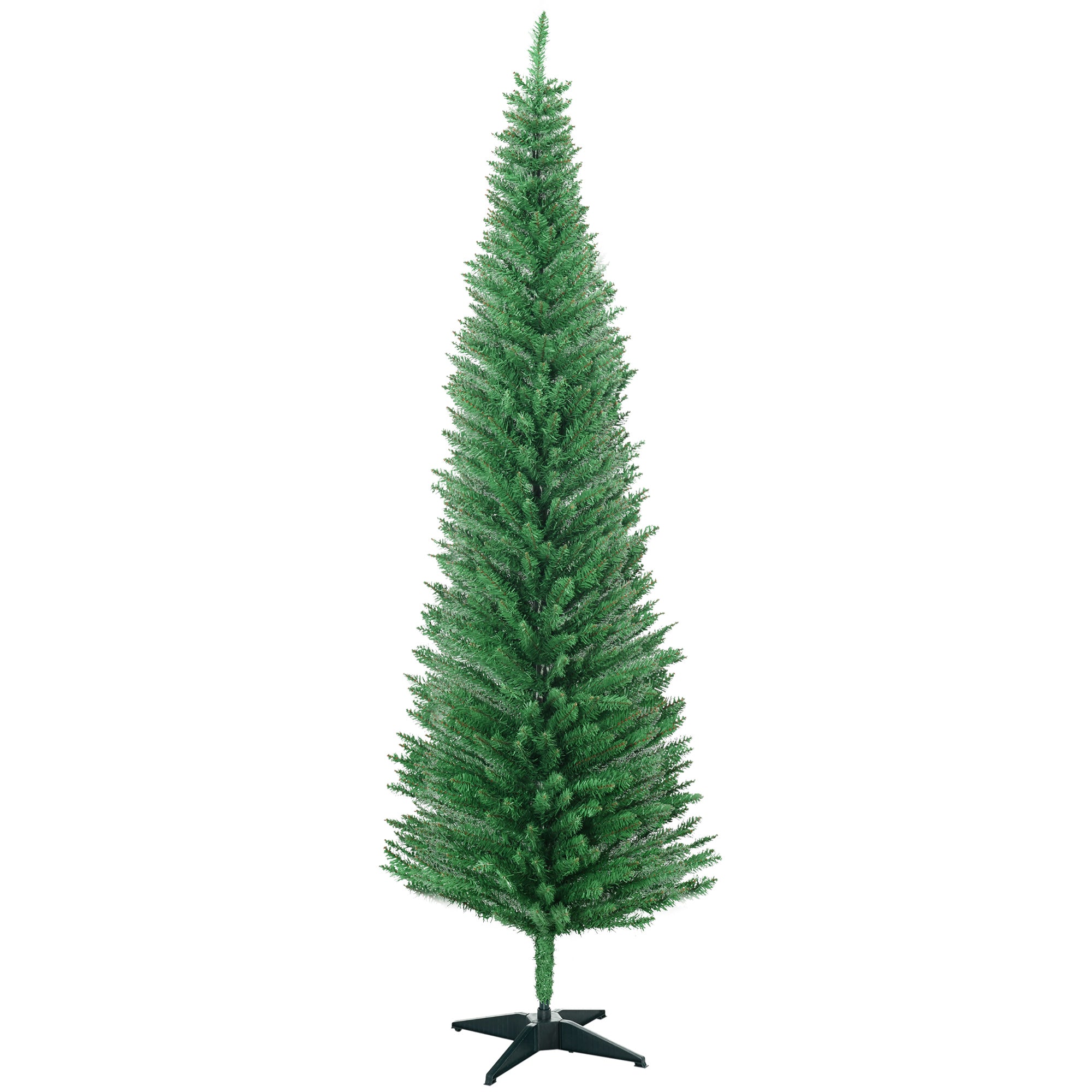 7FT Decorated Christmas Tree Pencil Tree with 499 Realistic Branch Tips and Plastic Stand Light Green