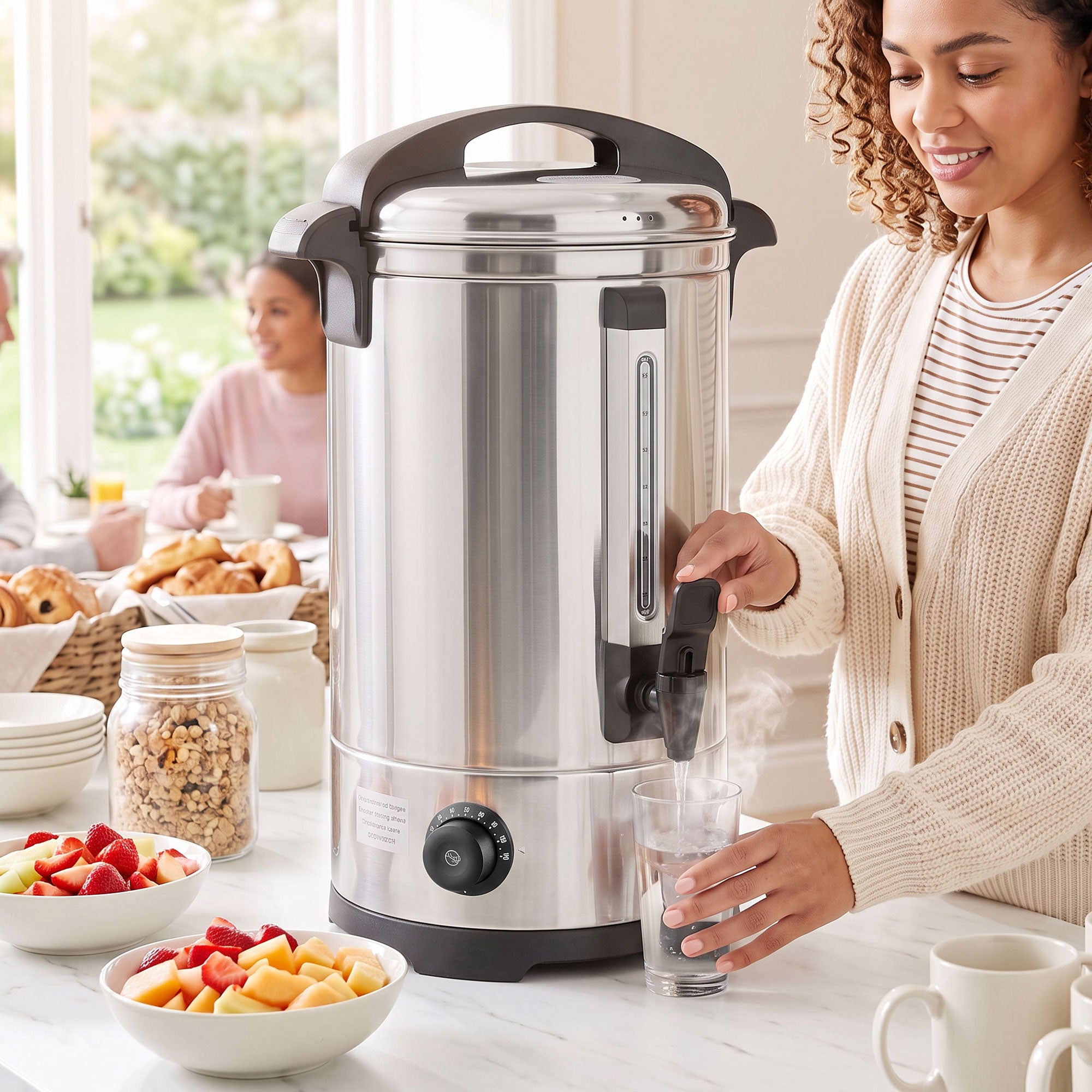 13L Catering Urn, 2500W Hot Water Boiler Dispenser with Thermostat, Stainless Steel Tea Urn Kettle with Keep Warm Function, Adjustable Temperature and Easy Pour Tap for Home Office Parties