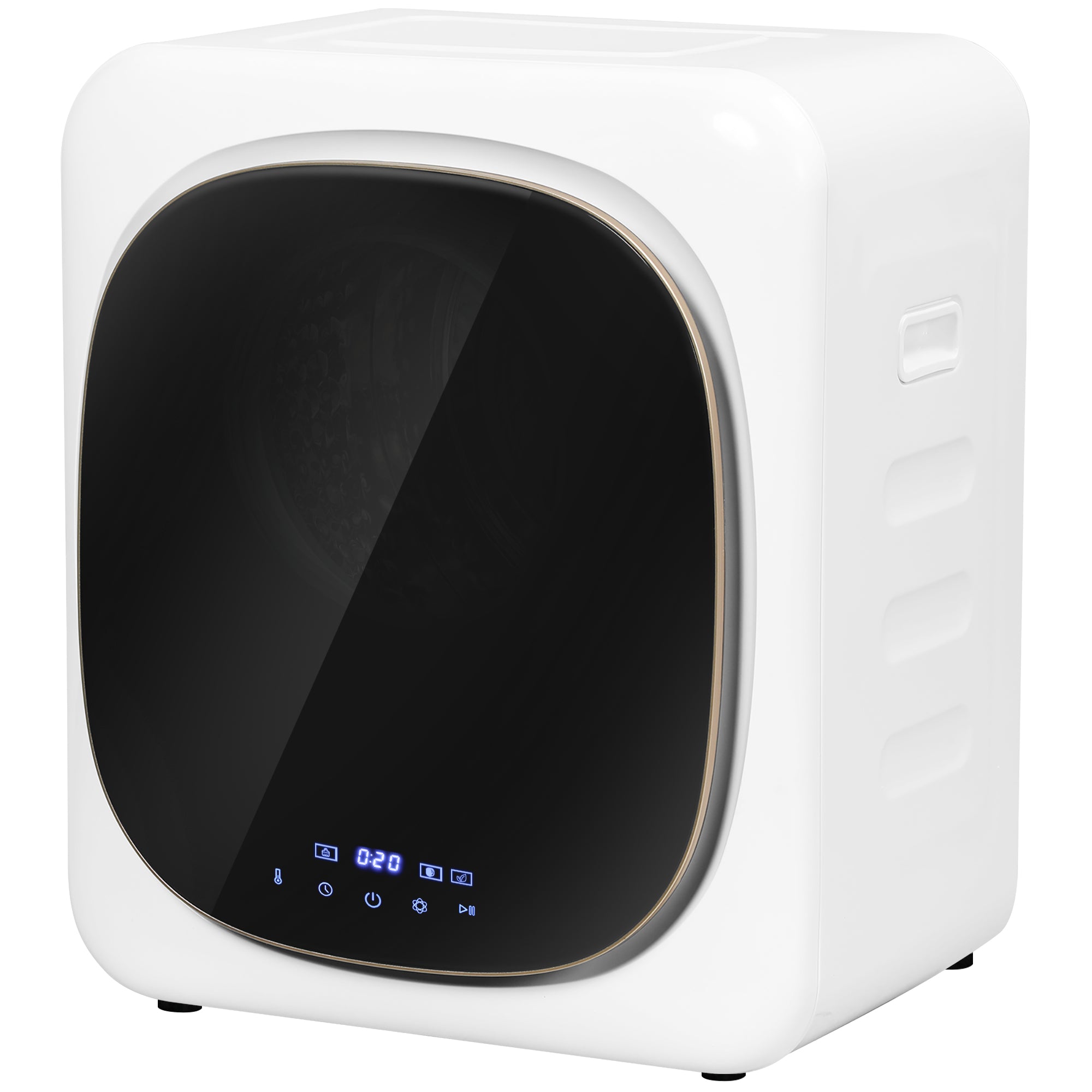 HOMCOM 4kg Vented Tumble Dryer with Deodorize, Smart Mode, 800W Compact Tumble Dryer with Stainless Steel Tub, Front Load, for Flat, Home, RVs, White
