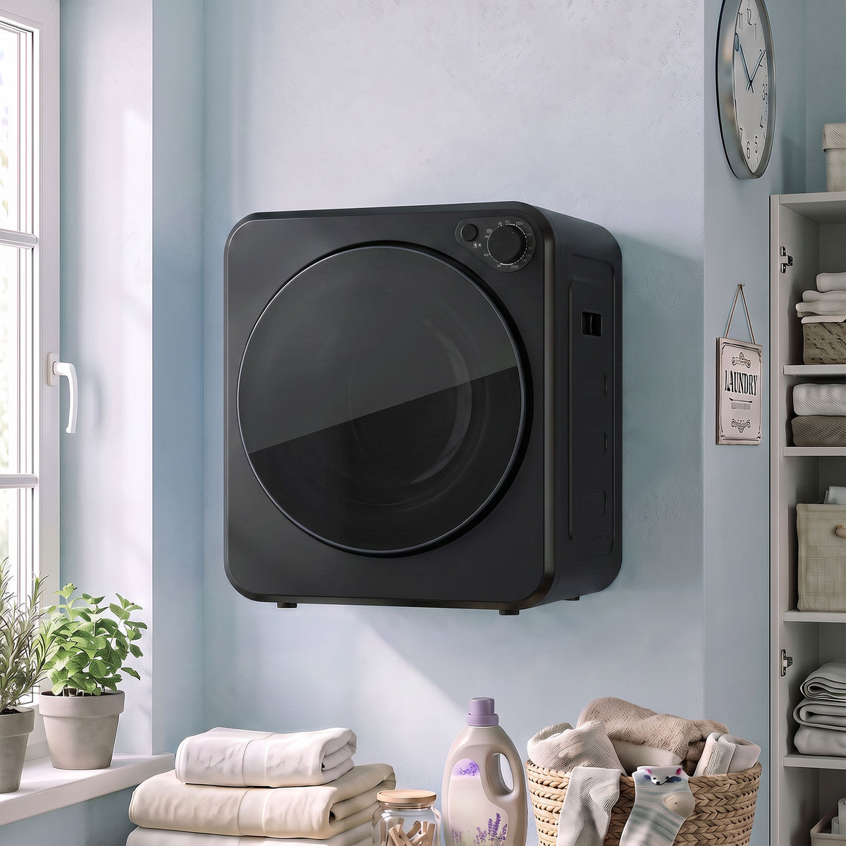 Portable Clothes Dryer, 4kg Wet Laundry/2.5kg Dry Capacity Front Load Laundry Dryer with 2 Power Modes, 400W/800W, 240V Compact Drying Machine for Apartments, RVs, Home, Black