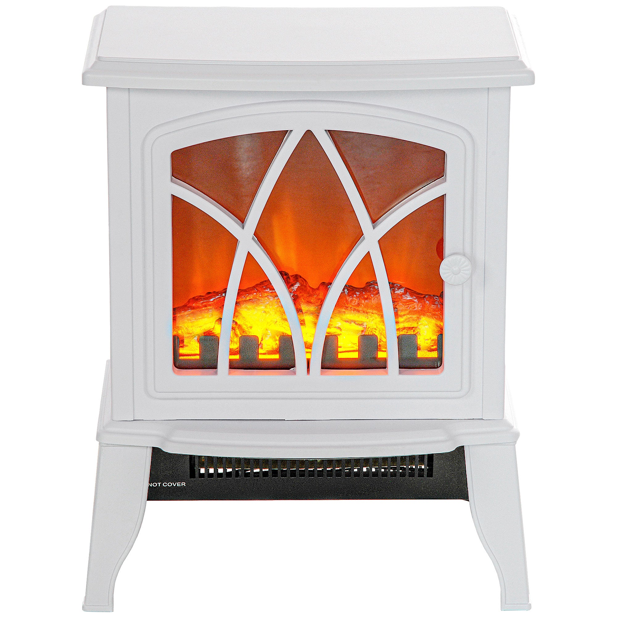 Electric Fireplace Heater, Freestanding Fireplace Stove with Realistic Flames Overheating Protection 750W/1500W, White