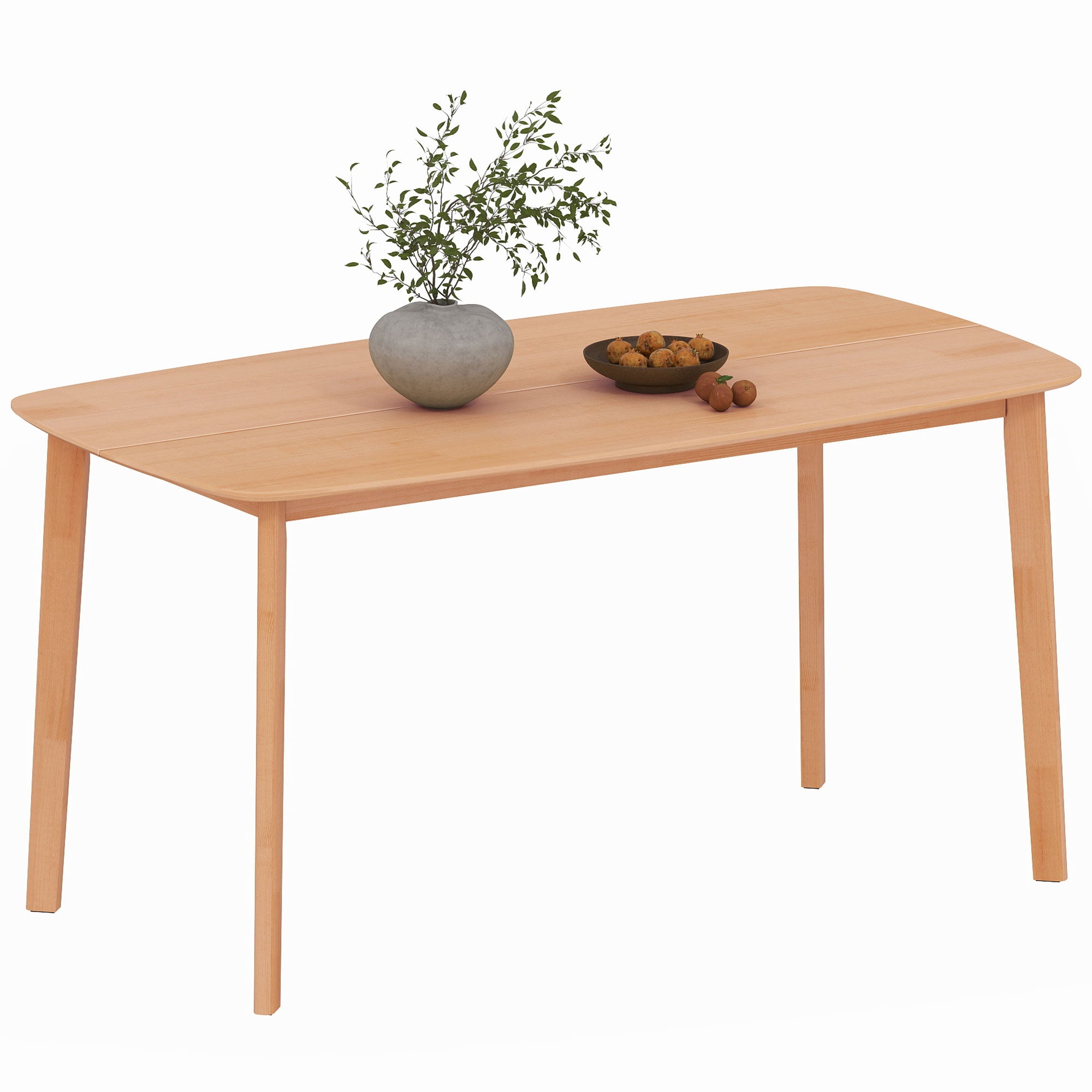 Solid Wood Dining Table for 6 People, 47" Long Rustic Rectangular Kitchen Table with Large Tabletop for Dining Room, Natural