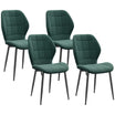 Dining Chairs Set of 4, Modern Style Flannel Upholstered Kitchen Chairs with Backs and Steel Legs, for Living Room, Dining Room, Bedroom, Dark Green