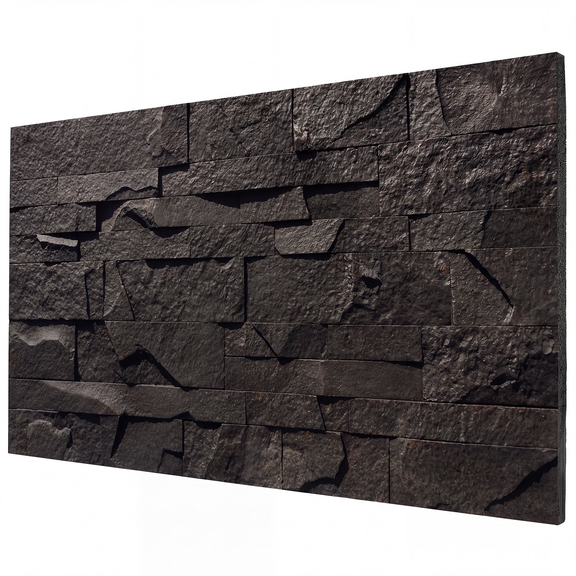 8-Pack 3D Faux Stone Wall Panels, Lightweight Polyurethane Panels for Interior and Exterior Accent Walls, Water-Resistant, 4' x 2', Cover 61.8 Sq.Ft., 0.8" Thick, Black