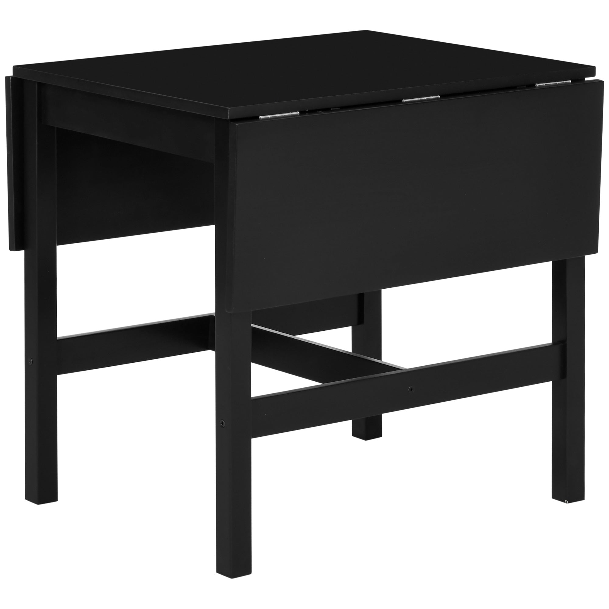 HOMCOM Foldable Solid Wood Dining Table, Drop Leaf Table for Small Spaces, Folding Table for Kitchen, Dining Room, Black