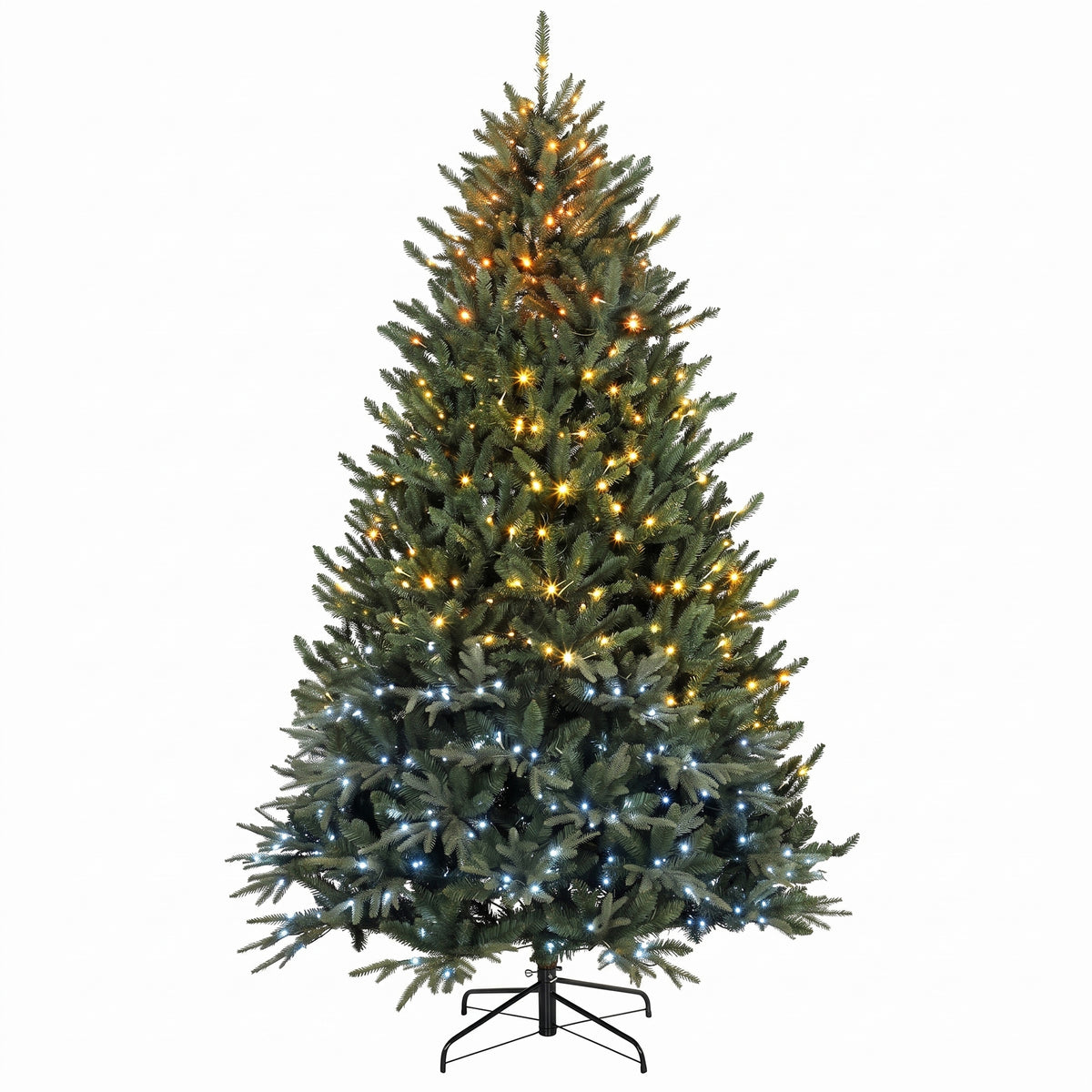 7.5ft Prelit Christmas Tree with Colourful DIY LEDs, Frasier Grande Fir, Hinged Xmas Tree with Remote, 12 Modes, Daily Timer, Dense Tips, Adjustable Brightness