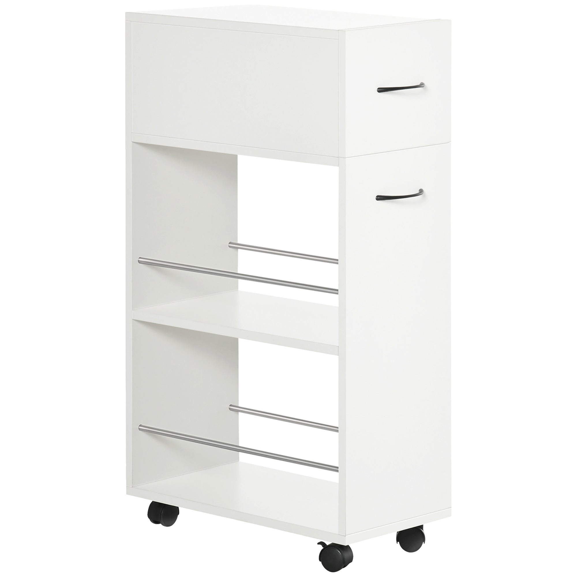 3 tier Slim Storage Cart Rolling Narrow Kitchen Cart on Wheels for Small Spaces Utility Cart for Bathroom