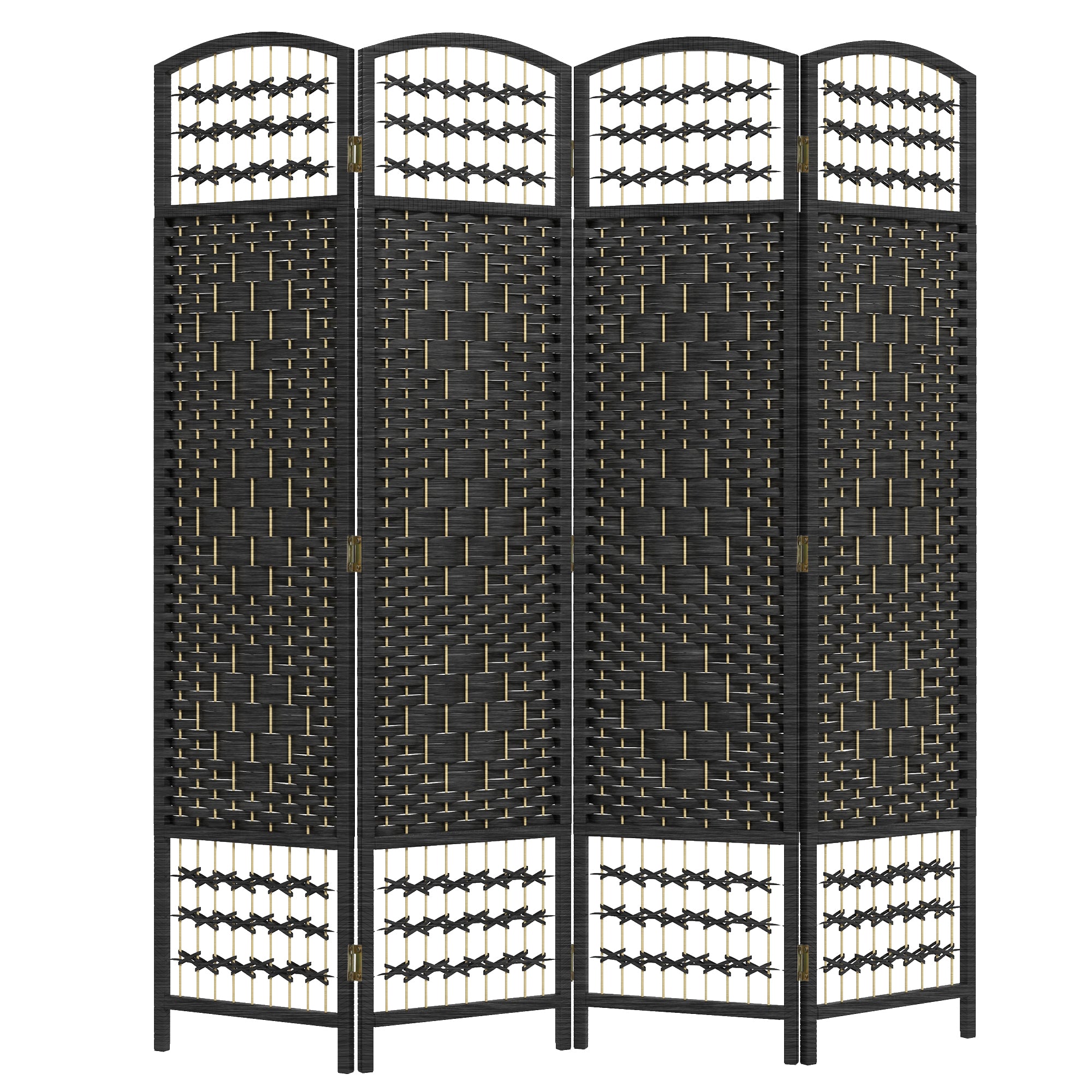 4 Panel Room Divider, Folding Screen, 5.6', Black