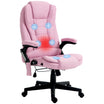 6 Points Heated Massage Office Chair, Linen High Back Executive Office Chair, Pink