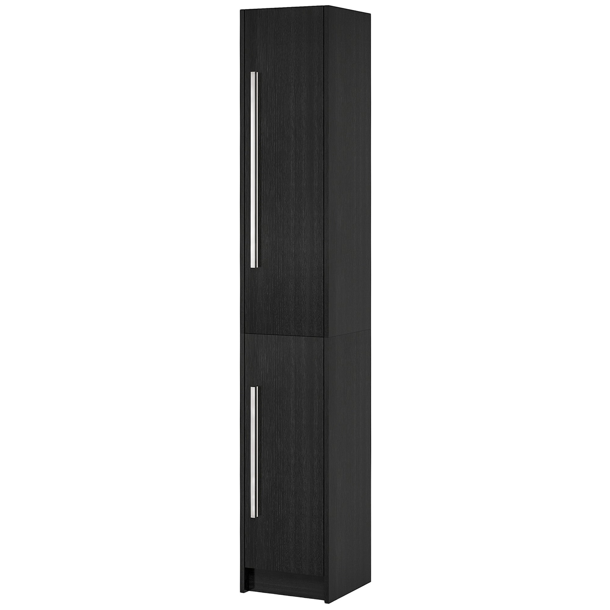 HOMCOM Tall Bathroom Storage Cabinet, Freestanding Narrow Storage Cabinet, Bathroom Floor Cabinet with 2 Doors, Black Wood Grain