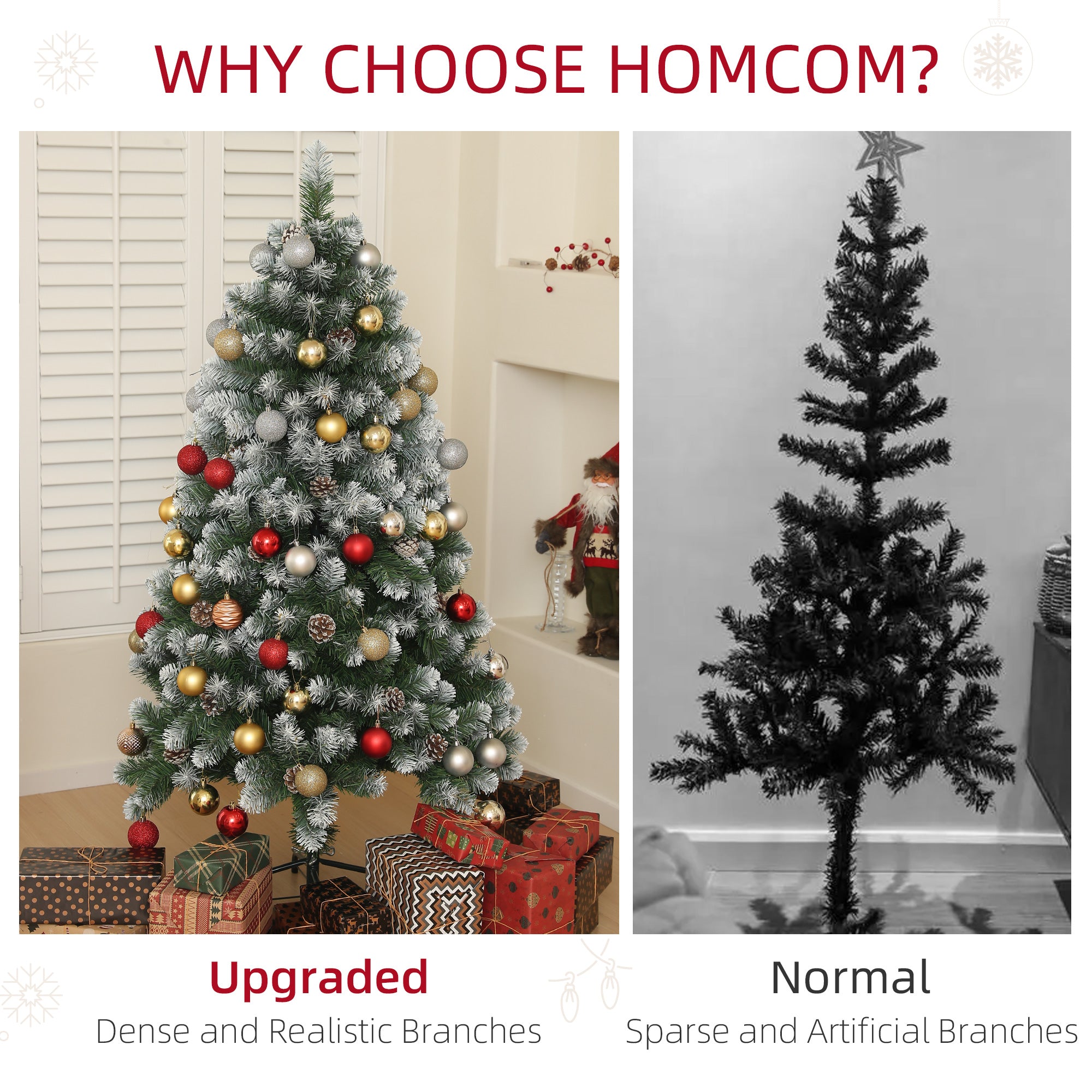 HOMCOM 5ft Artificial Pine Christmas Tree with 489 Branch Tips and Steel Base, Realistic Hinged Tree with Pinecones, Holiday Décor for Home Office, Green