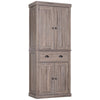 Freestanding Kitchen Cupboard, 184cm Tall Storage Cabinet with Doors, Shelves & Drawer, Brown