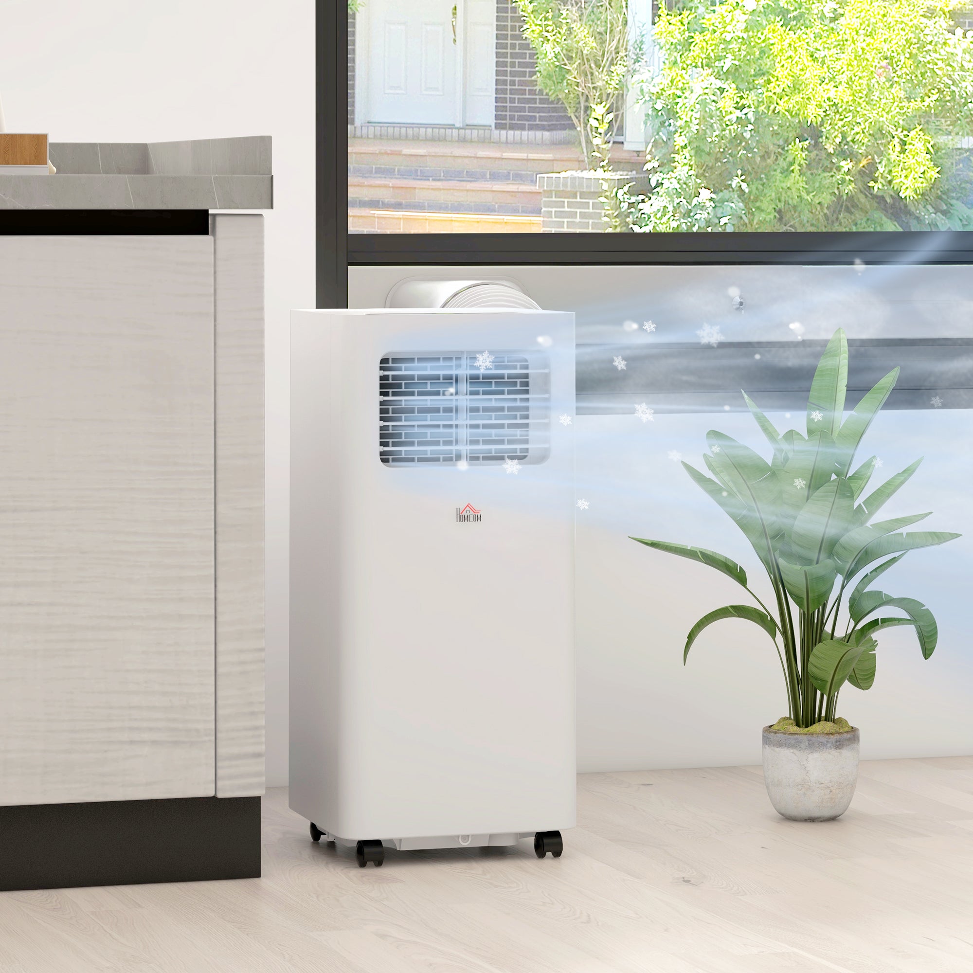 8000 BTU Mobile Air Conditioner, 345 Sq. Ft., AC Unit with Dehumidifier, Sleep, 24H Timer On/Off, Window Kit, White - HOMCOM