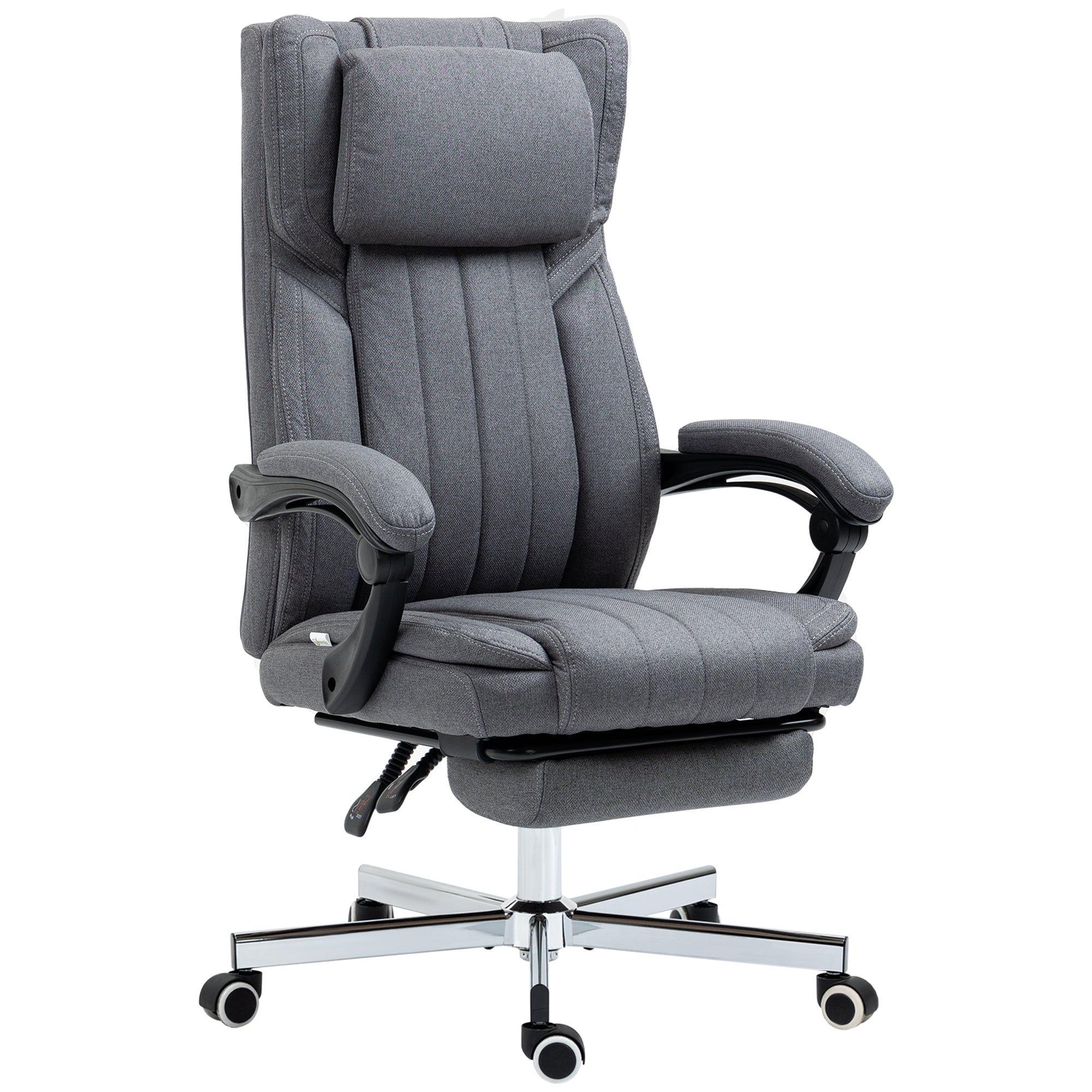 HOMCOM Executive Office Chair, High Back Computer Desk Chair with Adjustable Headrest, Footrest, Reclining Office Chair, Dark Grey