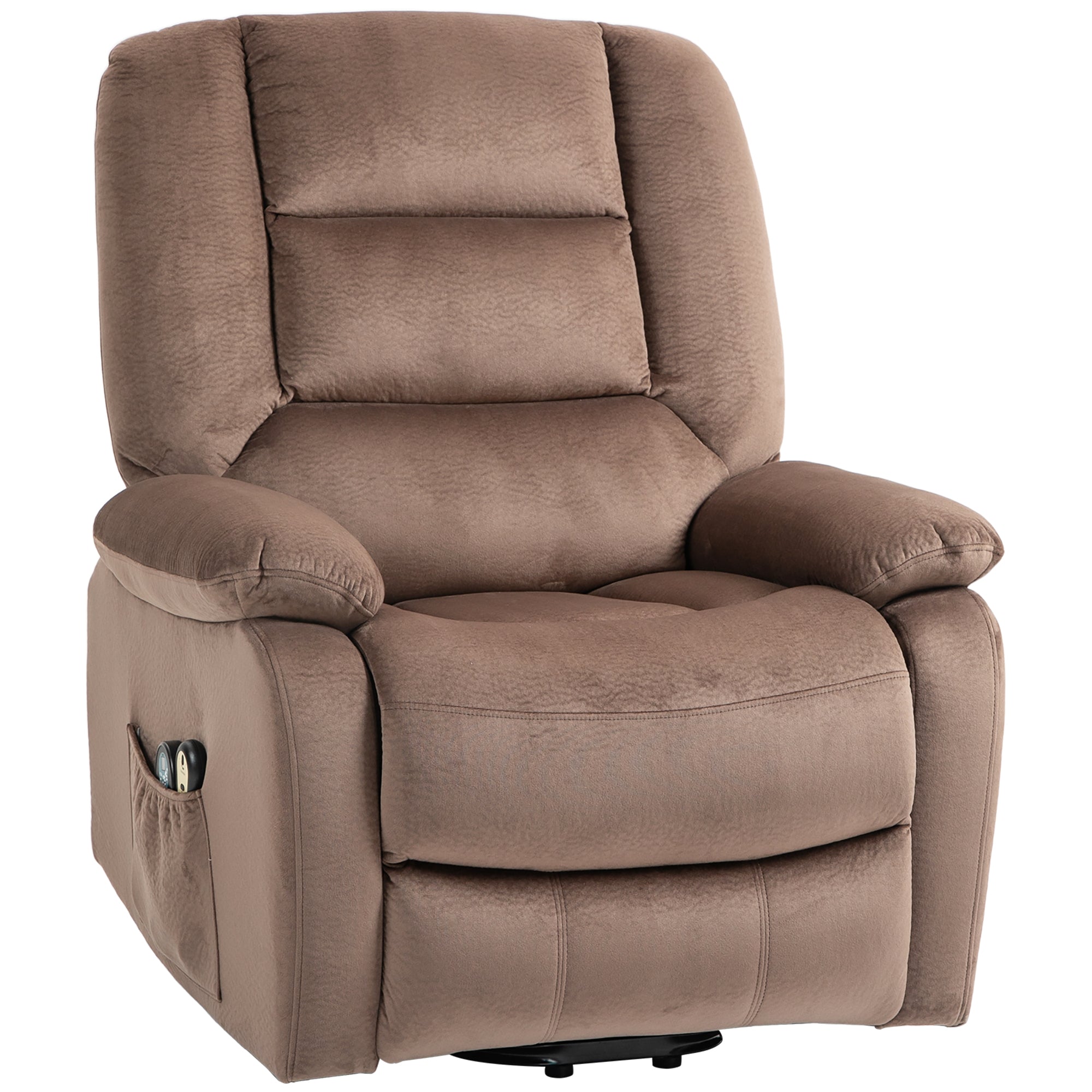 HOMCOM Power Lift Riser and Recliner Chair with Vibration Massage and Heat, Velvet Fabric Electric Recliner Armchair for Elderly with Remote Controllers, Side Pocket, Quick Assembly, Brown