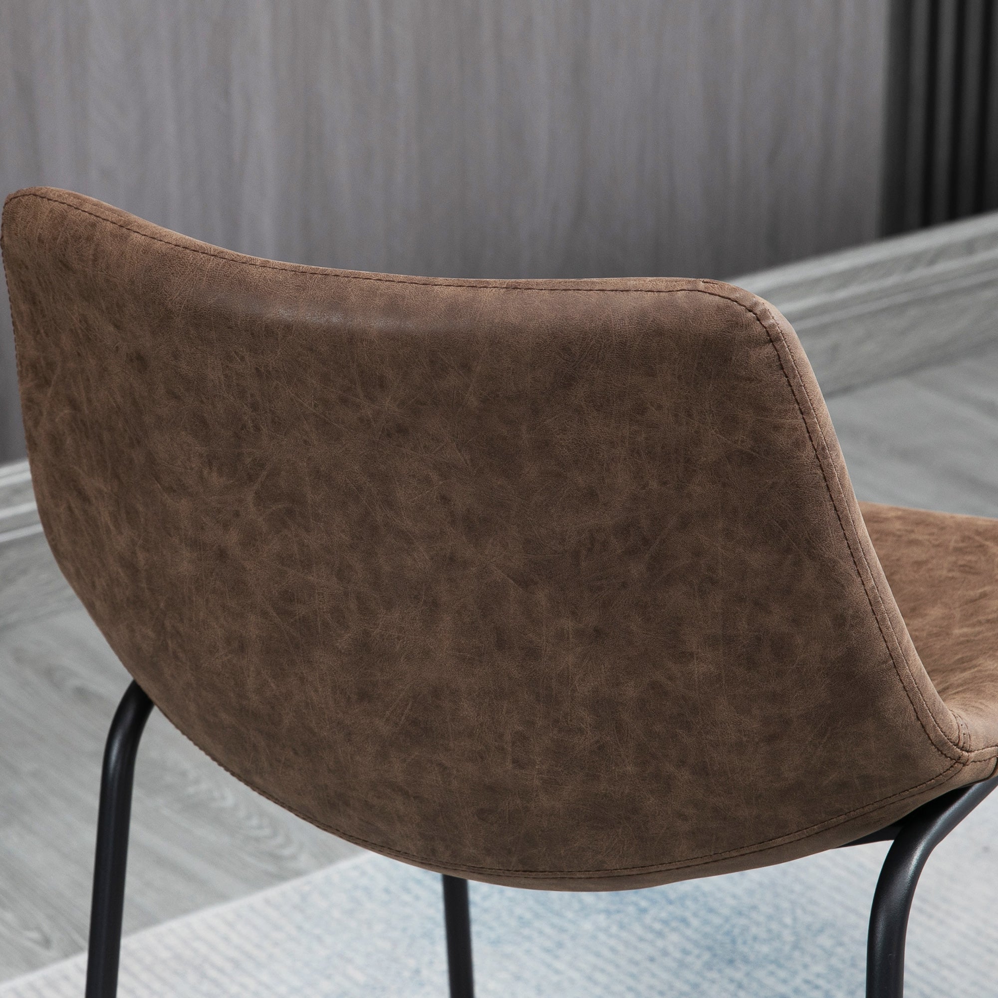 HOMCOM Counter Height Bar Stools Set of 2, Vintage PU Leather Bar Chairs, Kitchen Stools with Footrest for Home Bar, Brown
