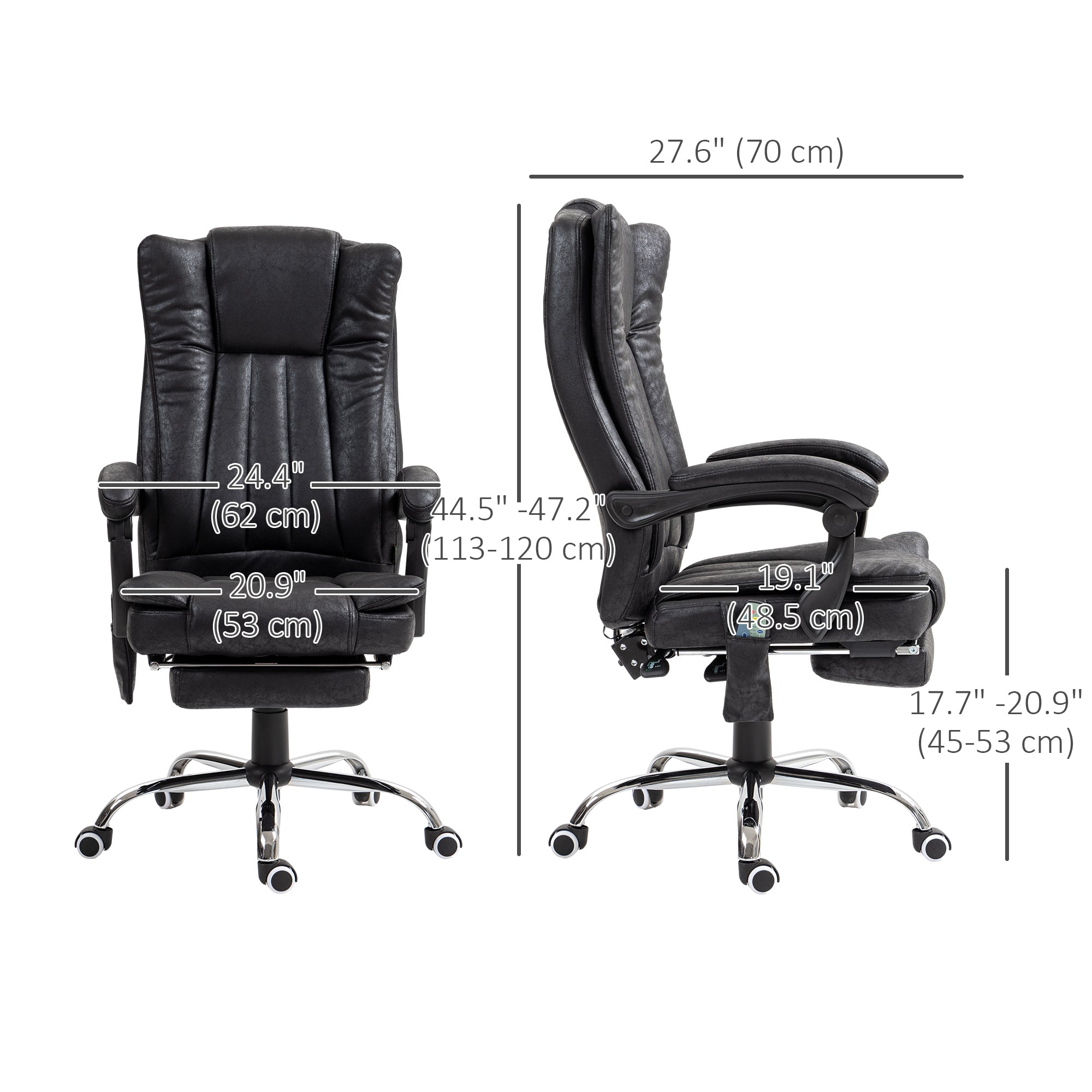 Vinsetto Executive Office Chair with Vibration Massage, Microfiber Reclining Computer Chair with Footrest, Adjustable Height, Swivel Wheels, Black