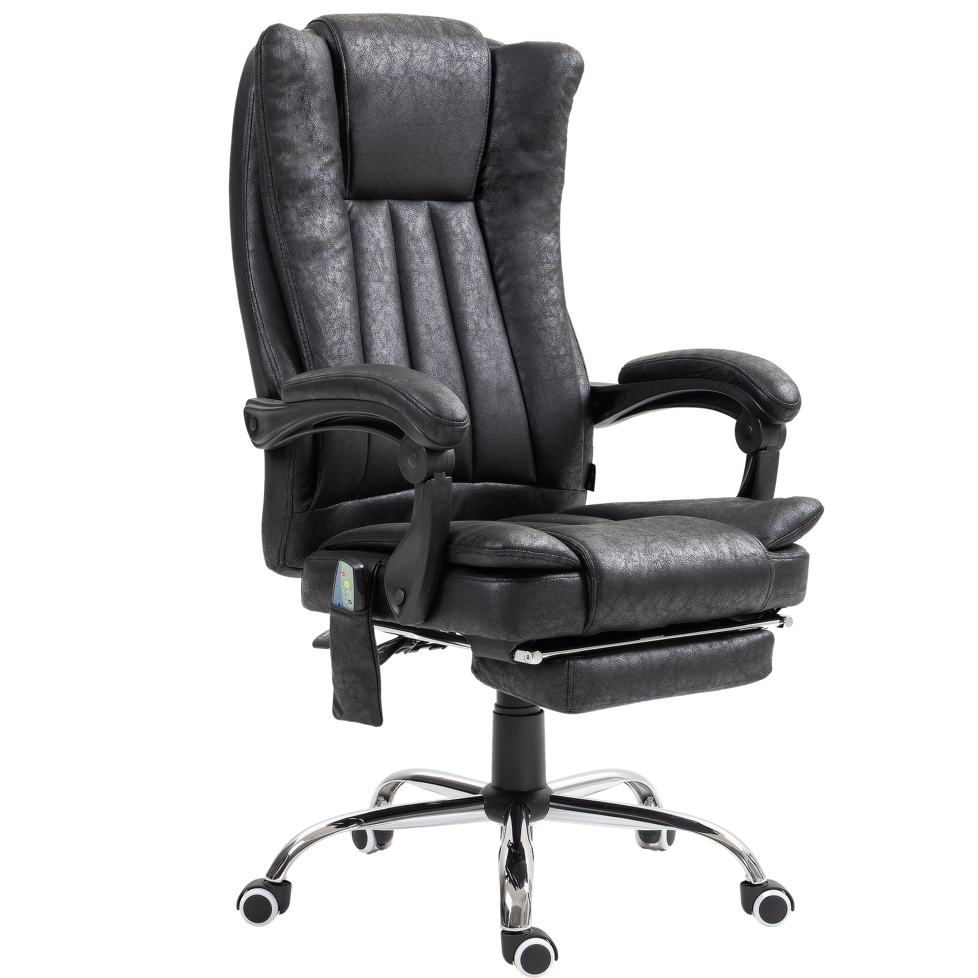 Vinsetto Executive Office Chair with Vibration Massage, Microfiber Reclining Computer Chair with Footrest, Adjustable Height, Swivel Wheels, Black