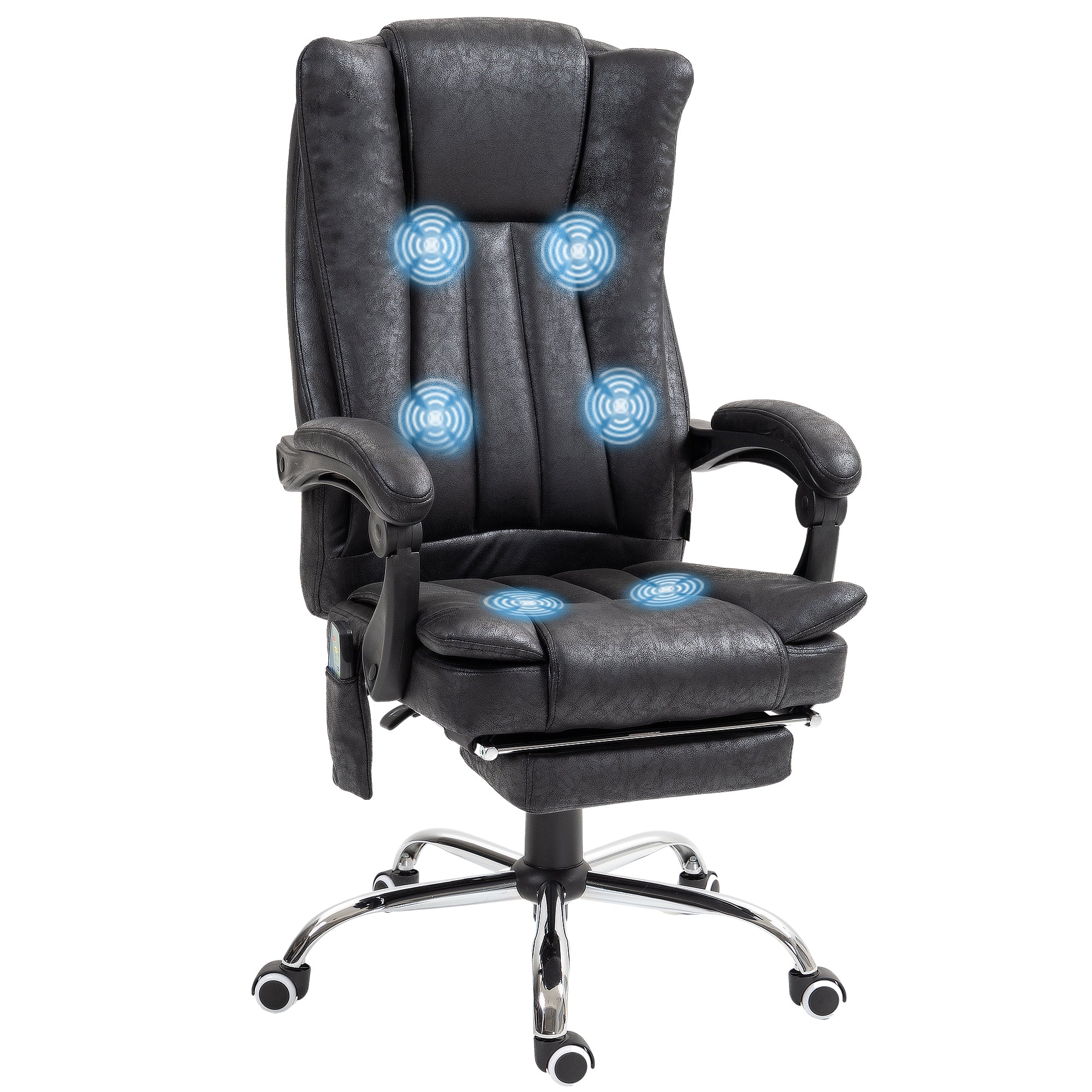 Vinsetto Executive Office Chair with Vibration Massage, Microfiber Reclining Computer Chair with Footrest, Adjustable Height, Swivel Wheels, Black