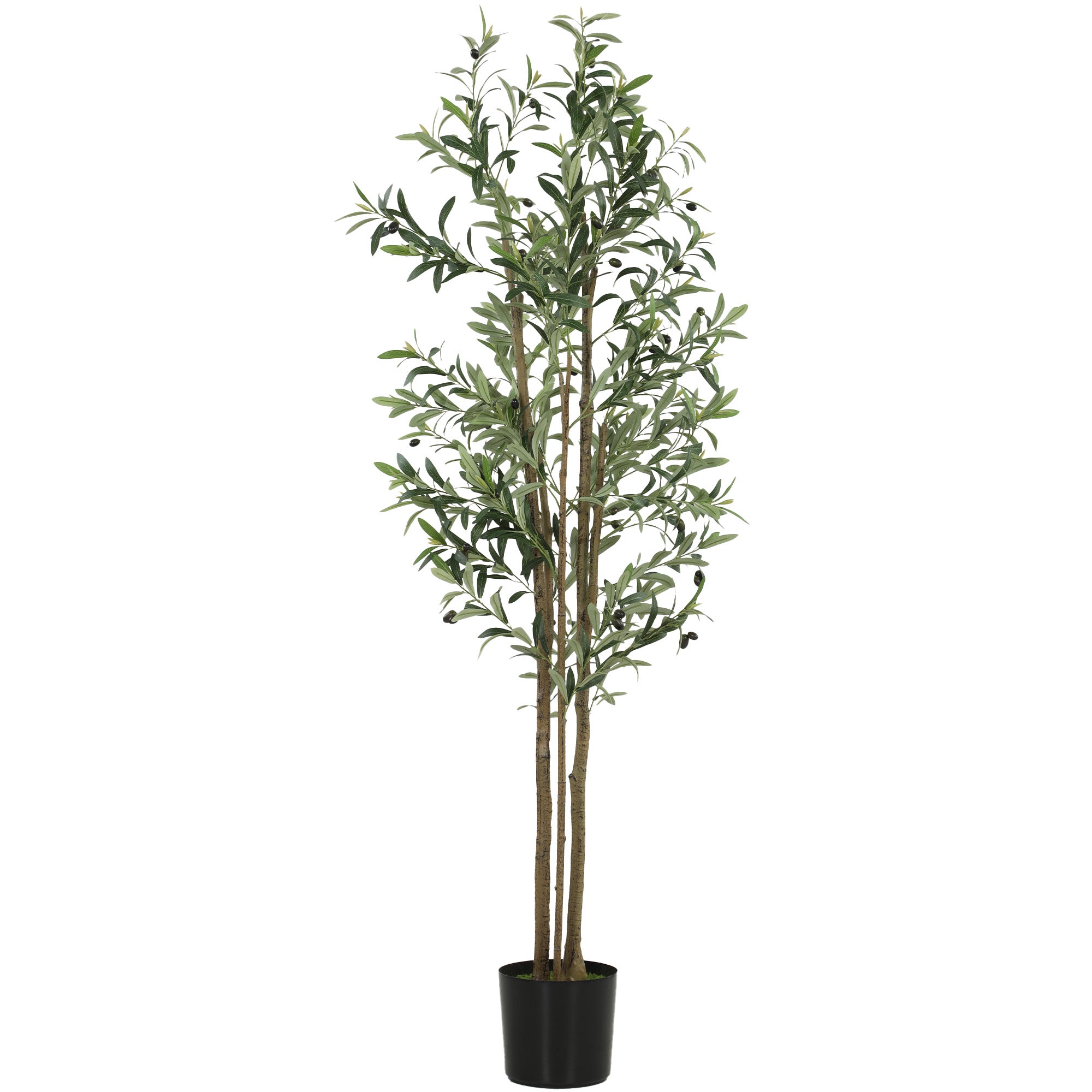 175 cm Artificial Olive Tree, Tall Faux Plant with 787 Leaves & Adjustable Branches, Artificial Plant for Living Room Home Office Floor Indoors Outdoors