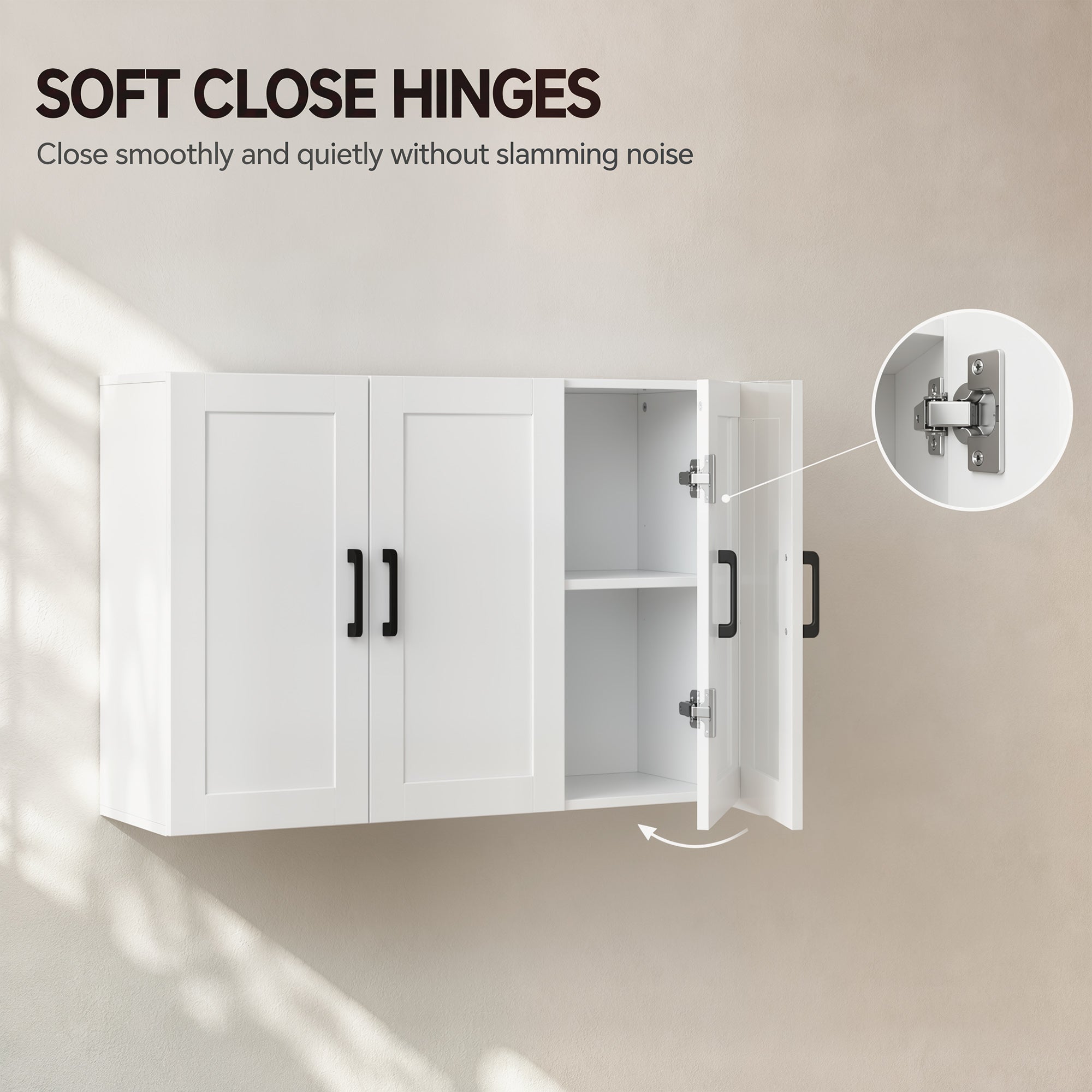 Bathroom Wall Cabinet, Wall Mounted Bathroom Cabinet, Over the Toilet Space Saver with Adjustable Shelves and Doors for Kitchen, White
