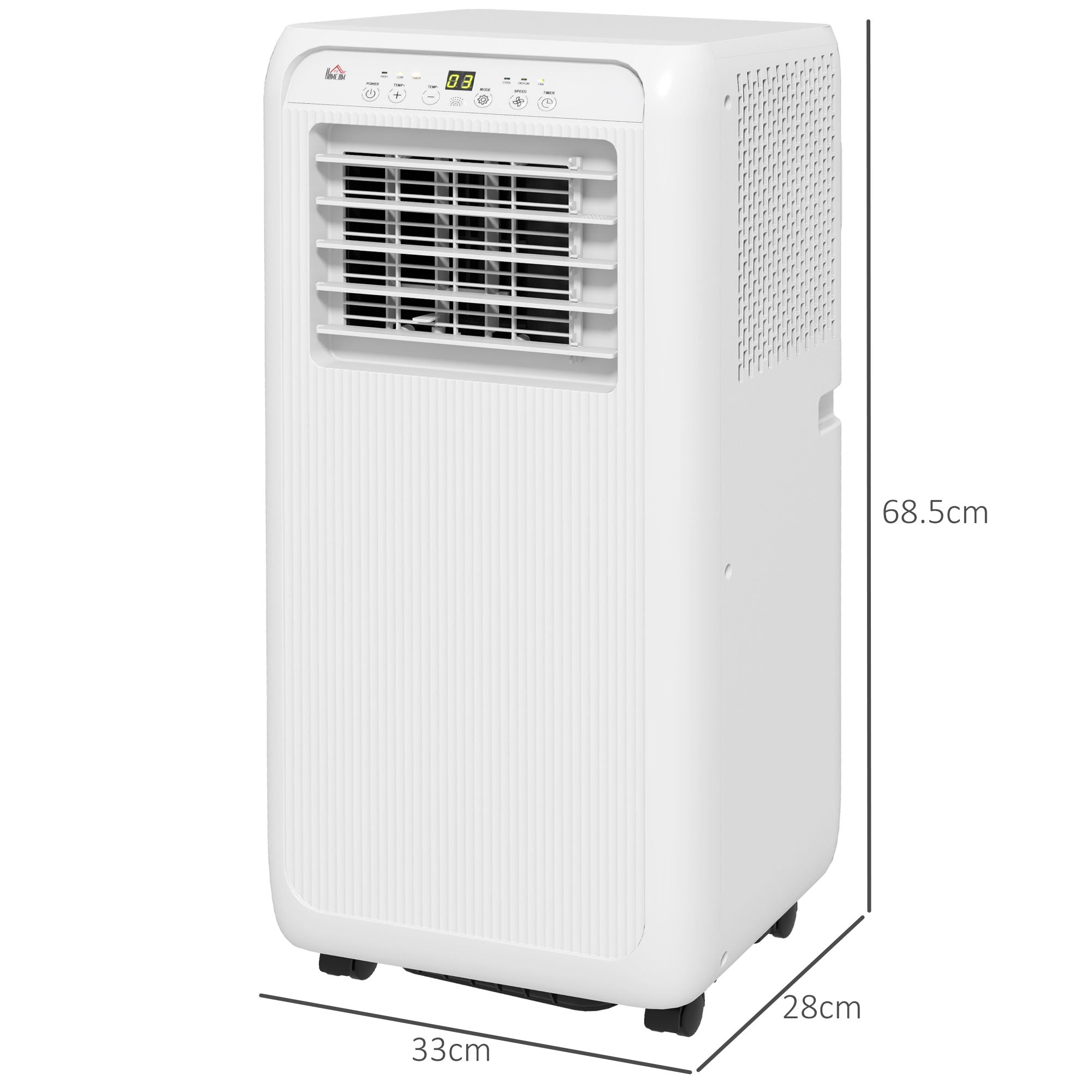 HOMCOM 9000 BTU Air Conditioning Unit, 3-in-1 Portable Air Conditioner, Dehumidifier, Cooling Fan with 2 Speeds, Remote Control, Digital Display, 24H Timer, Window Venting Kit, 20m²