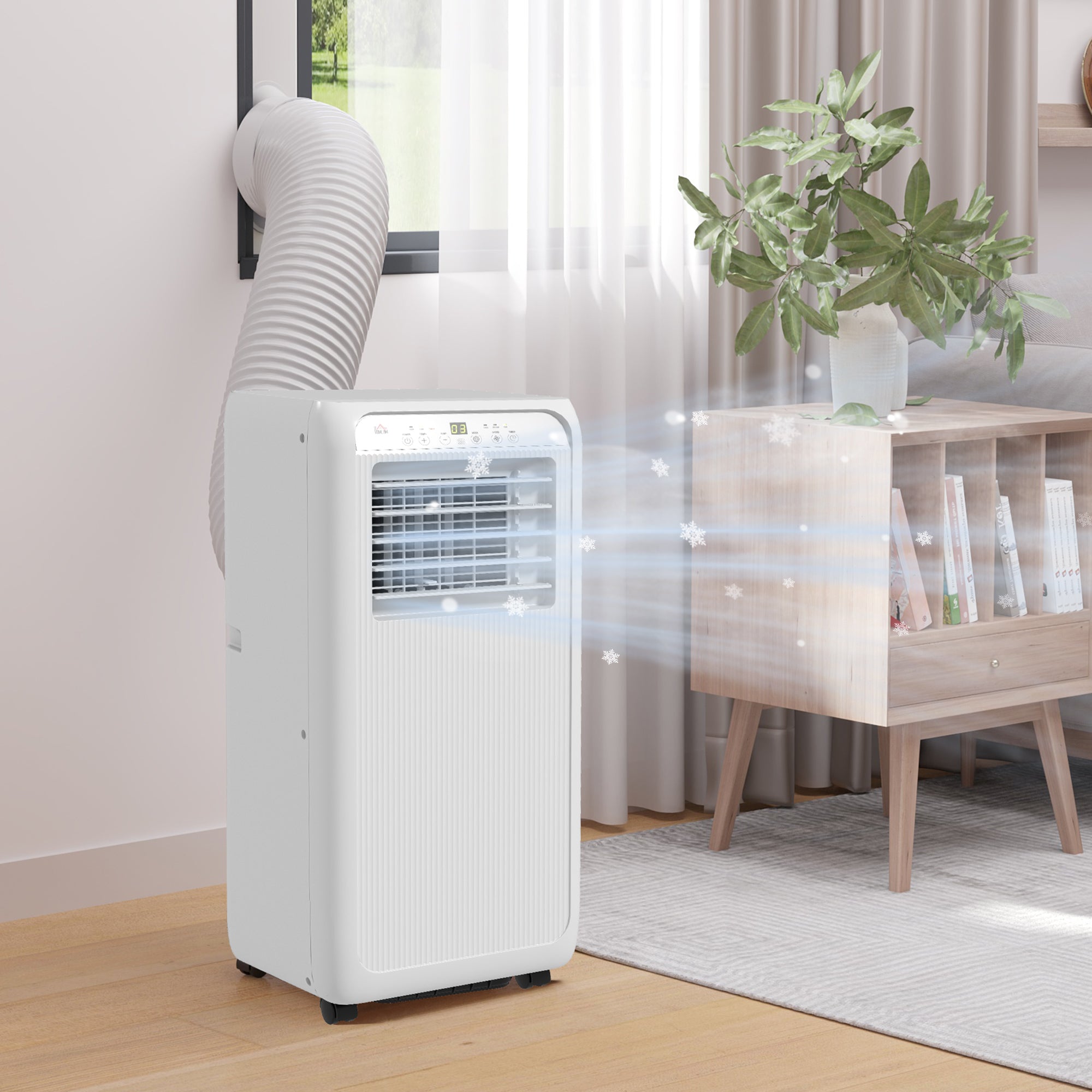 HOMCOM 9000 BTU Air Conditioning Unit, 3-in-1 Portable Air Conditioner, Dehumidifier, Cooling Fan with 2 Speeds, Remote Control, Digital Display, 24H Timer, Window Venting Kit, 20m²