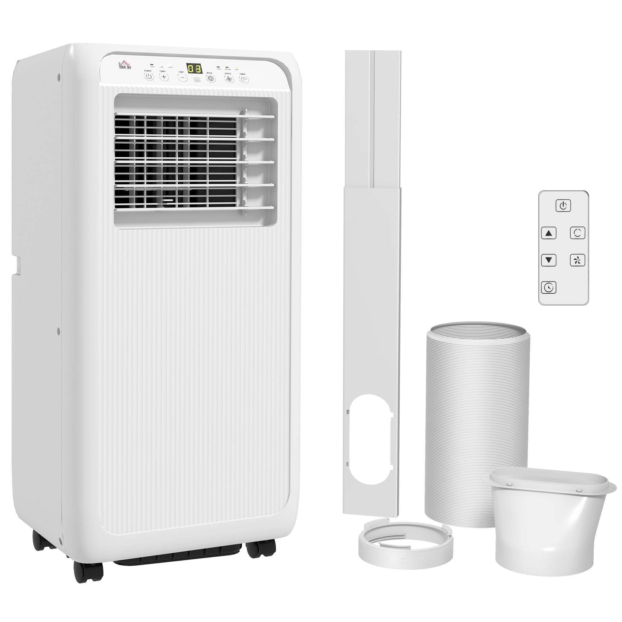 HOMCOM 9000 BTU Air Conditioning Unit, 3-in-1 Portable Air Conditioner, Dehumidifier, Cooling Fan with 2 Speeds, Remote Control, Digital Display, 24H Timer, Window Venting Kit, 20m²
