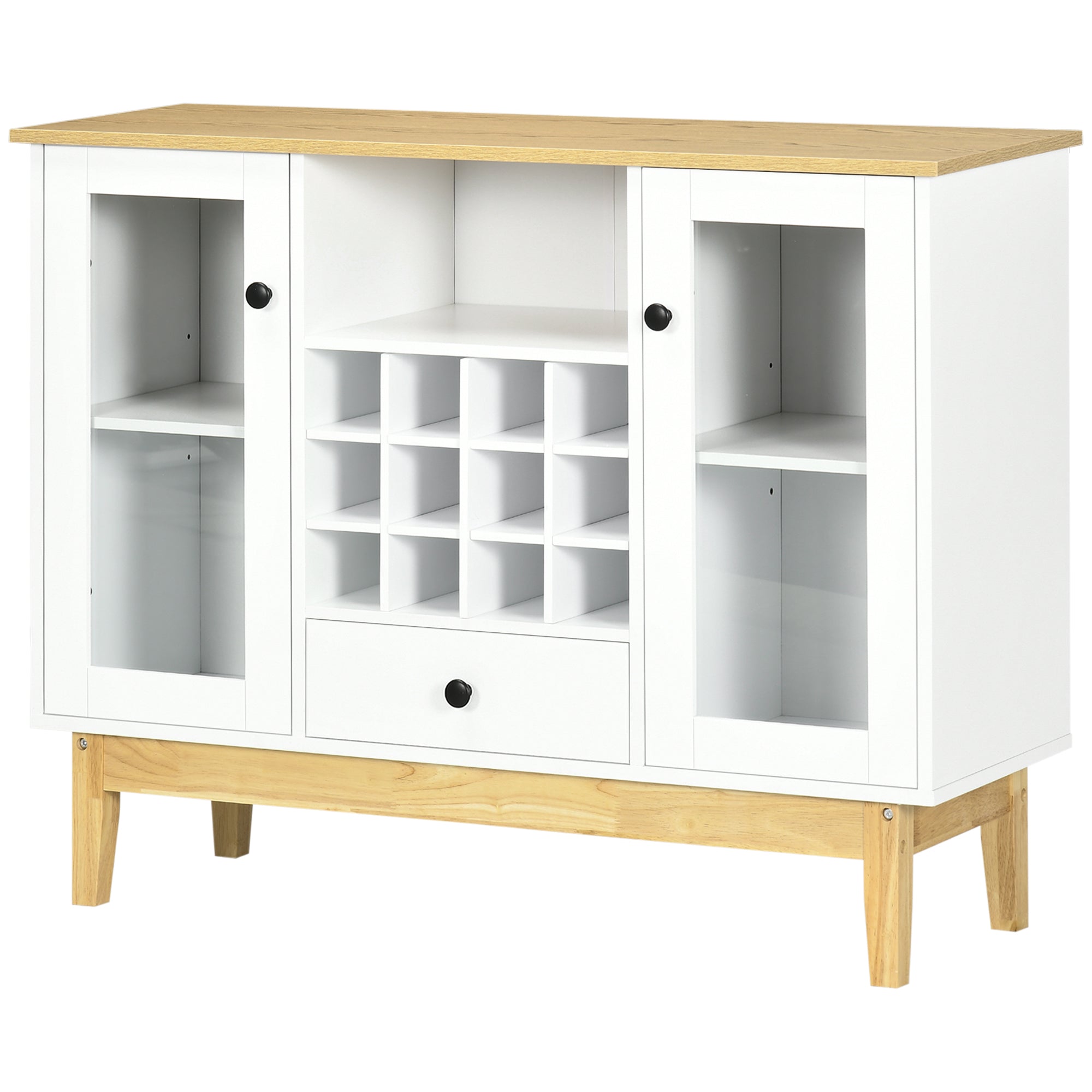 Bar Cabinet with Storage in 12 Bottle Wine Rack Sideboard Buffet Cabinet for Kitchen & Dining Room White