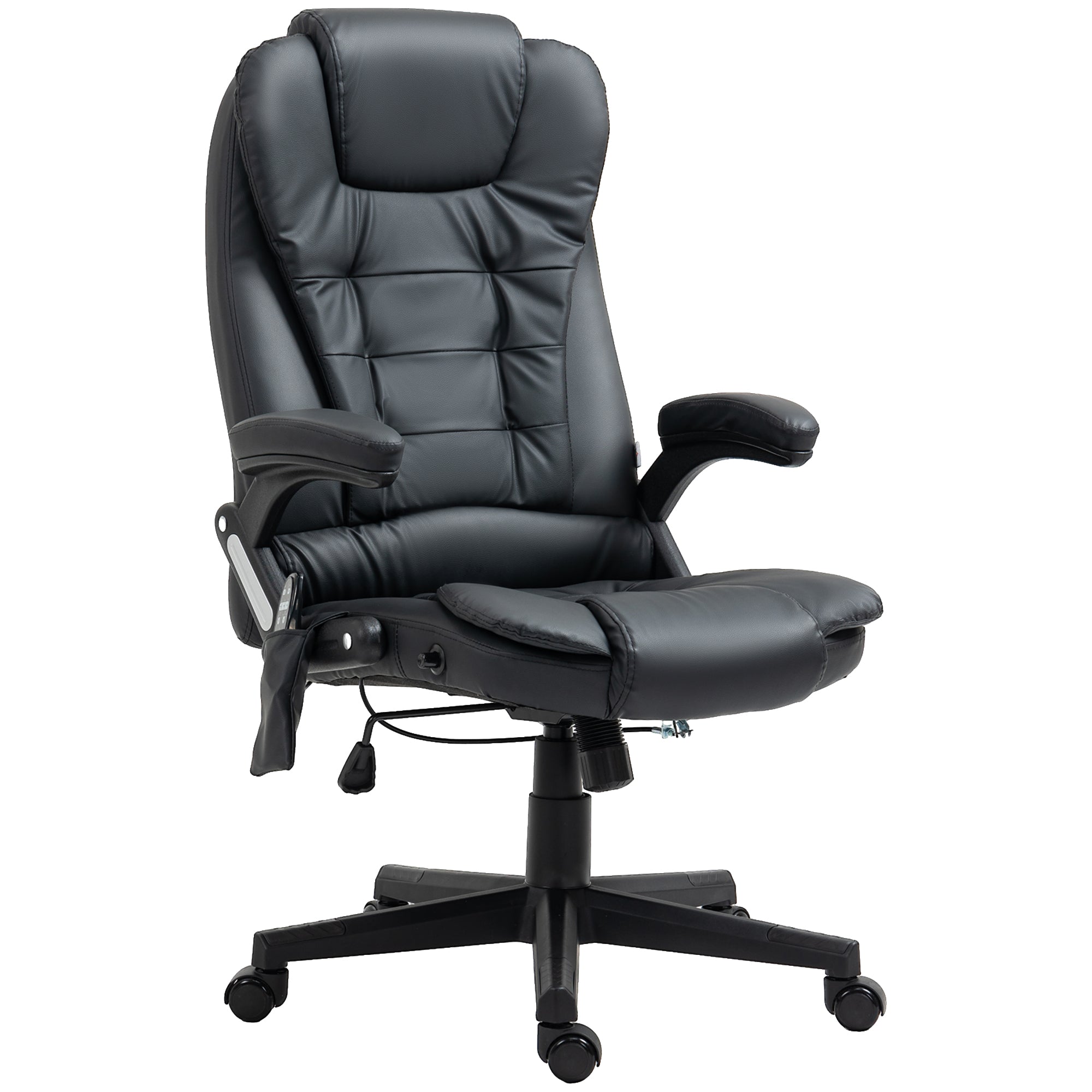 Massage Office Chair, Heated Reclining Computer Chair with 6 Vibration Points, Armrest and Remote, Black