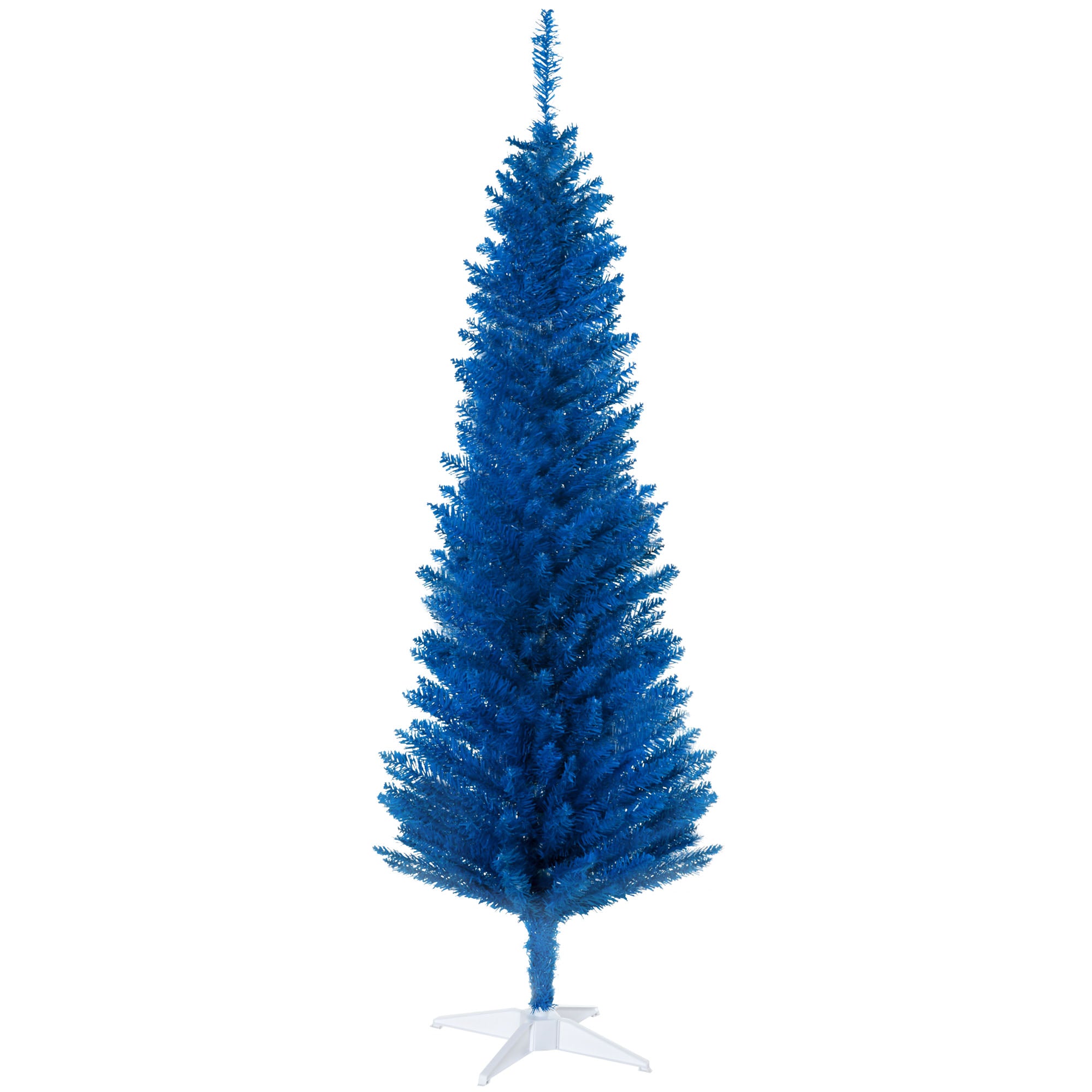 5FT Decorated Christmas Tree Pencil Tree with 294 Realistic Branch Tips and Plastic Stand Blue