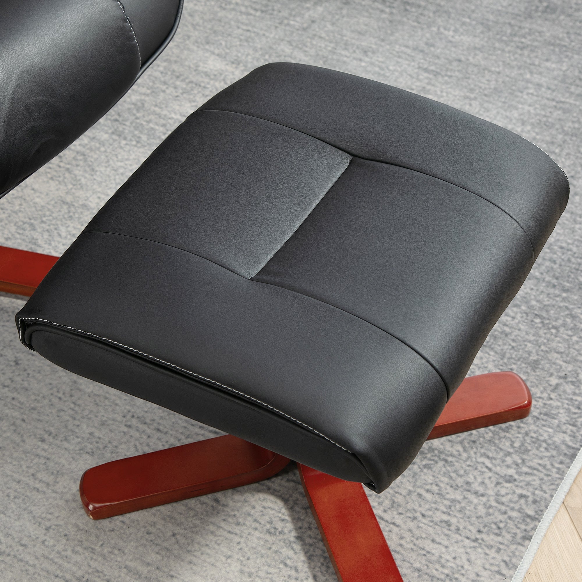 HOMCOM Recliner Chair with Footstool, PU Leather Upholstered Armchair with Adjustable Backrest, Leisure Lounge Chair for Living Room, Bedroom, Black